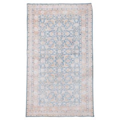 Indian Blue and Ivory Agra Rug