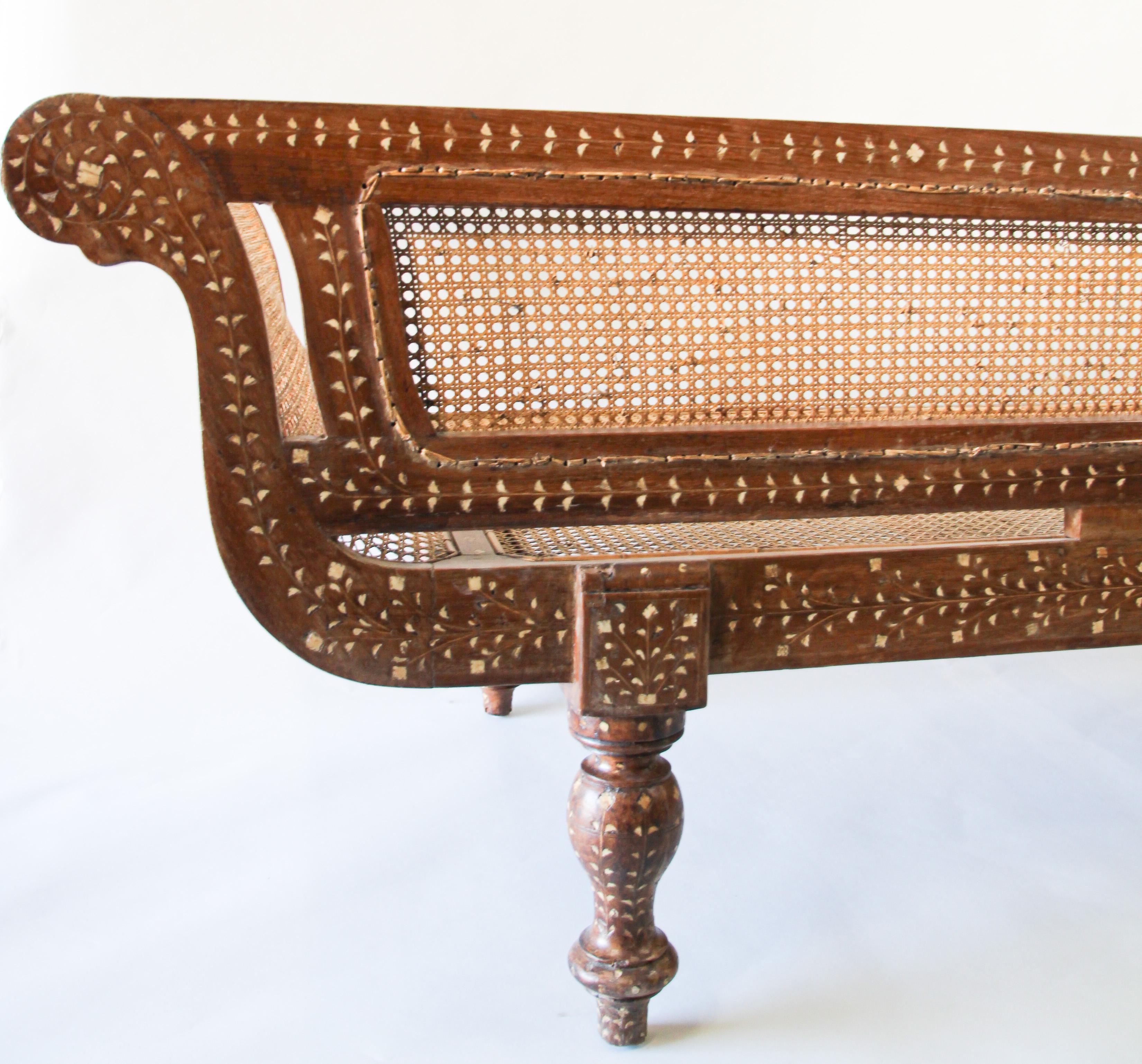 Indian Bone Inlaid Anglo-Indian Settee 5