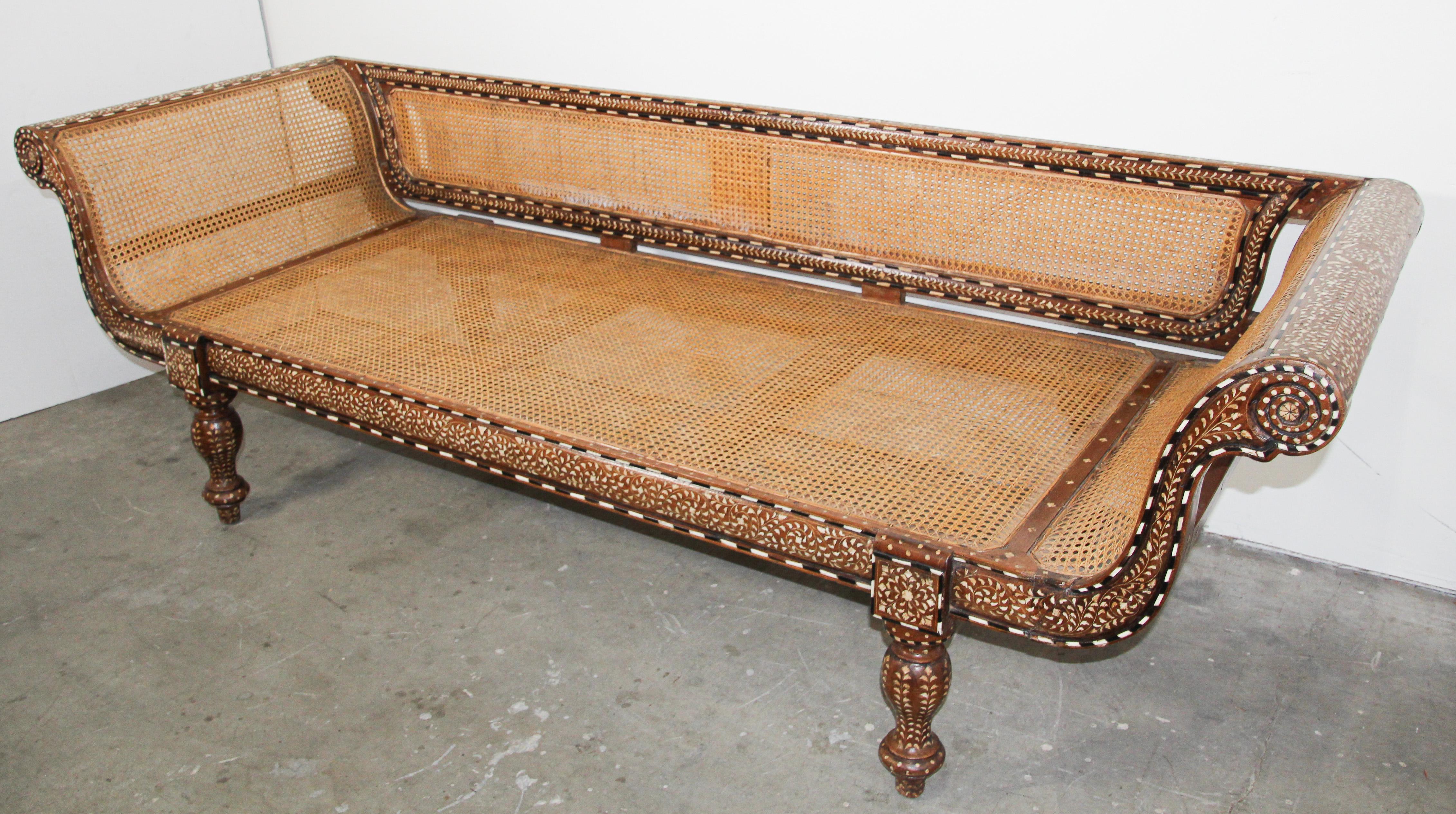 Indian Bone Inlaid Anglo-Indian Day Bed 6