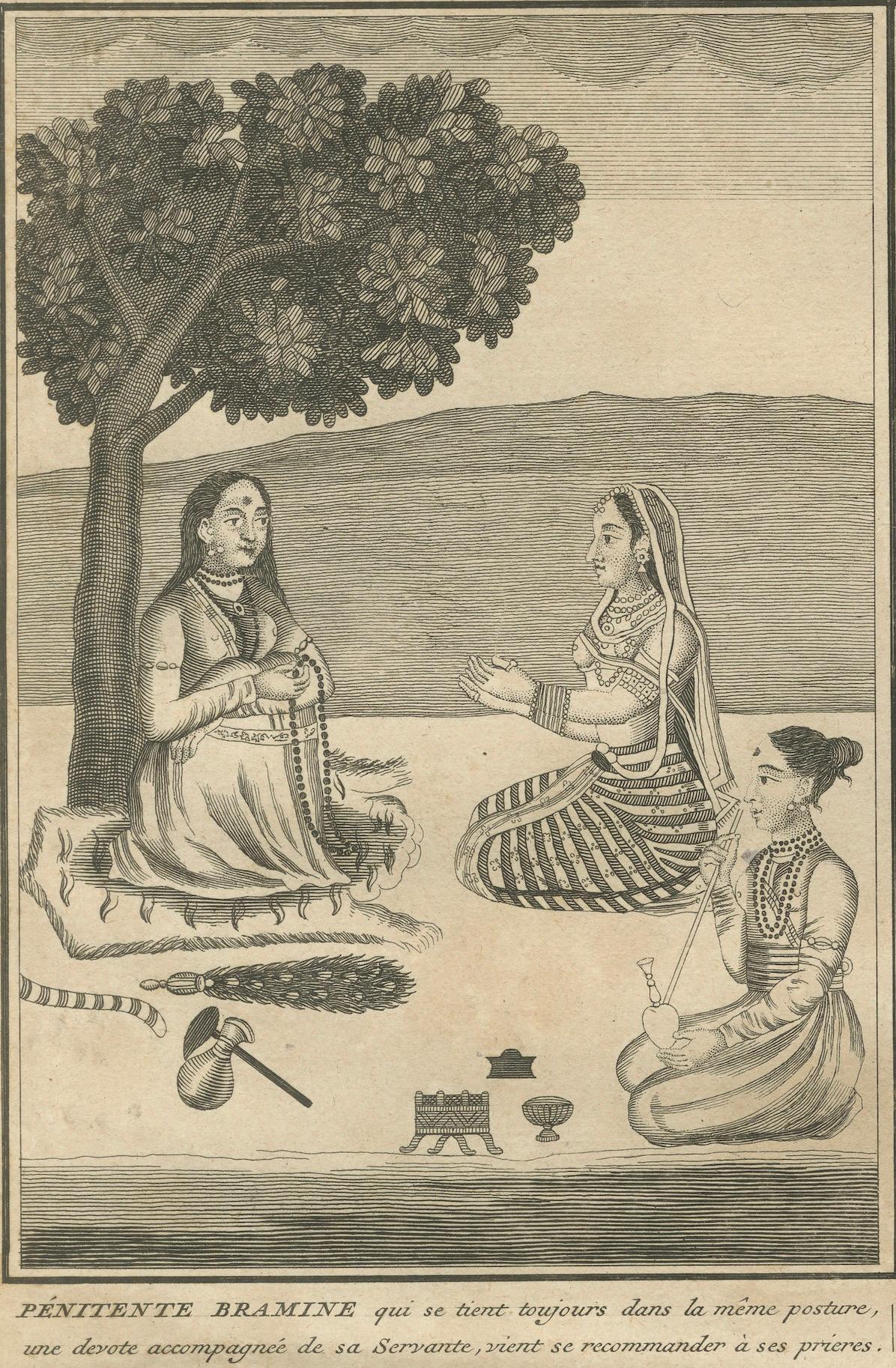 Indische Brahmin Büßer und Pilger - seltener Ritualstich aus dem 18. Jahrhundert, 1734 (Papier) im Angebot