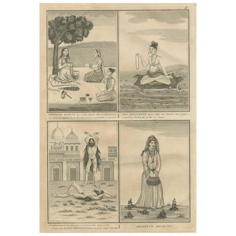Indian Brahmin Penitents and Pilgrim – Rare 18th Century Ritual Engraving, 1734