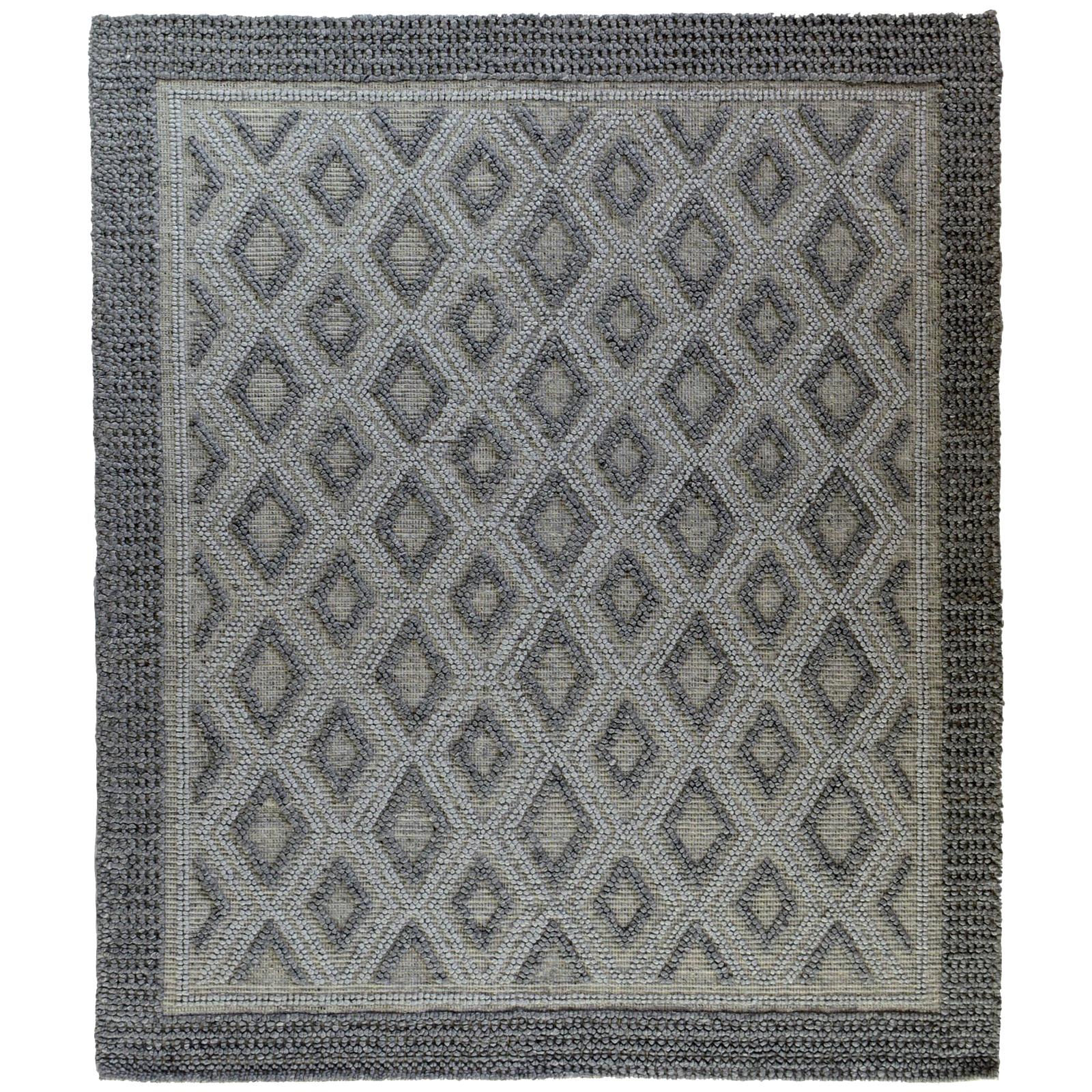 Indian Braided Rug in Black, Gray and Silver For Sale at 1stDibs