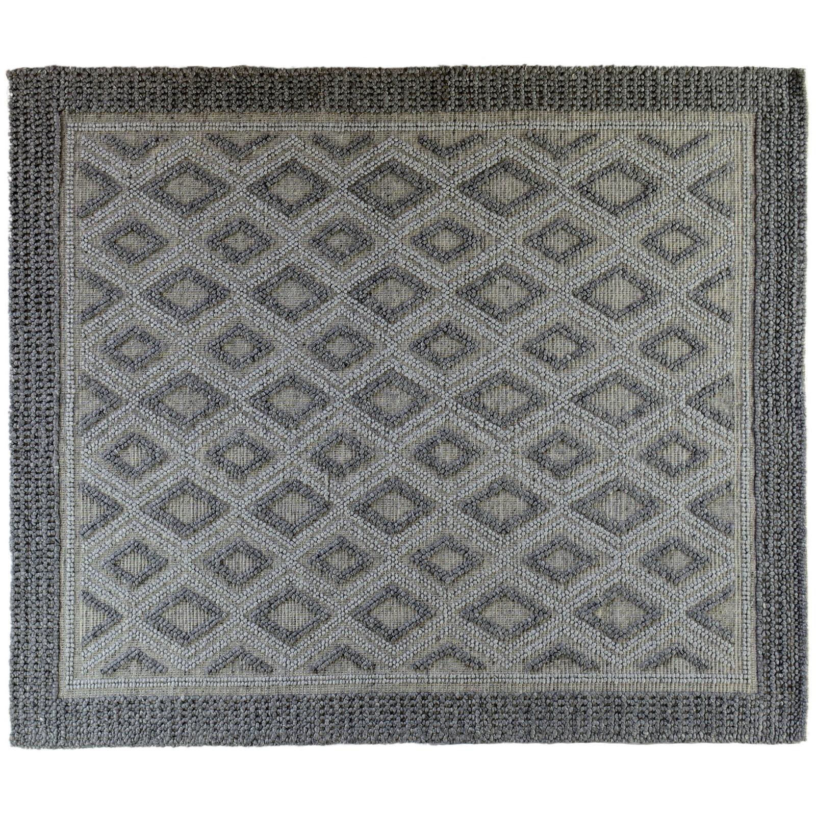 Indian Braided Rug in Black, Gray and Silver For Sale