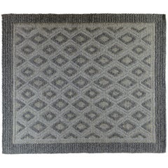 Indian Braided Rug in Black, Gray and Silver