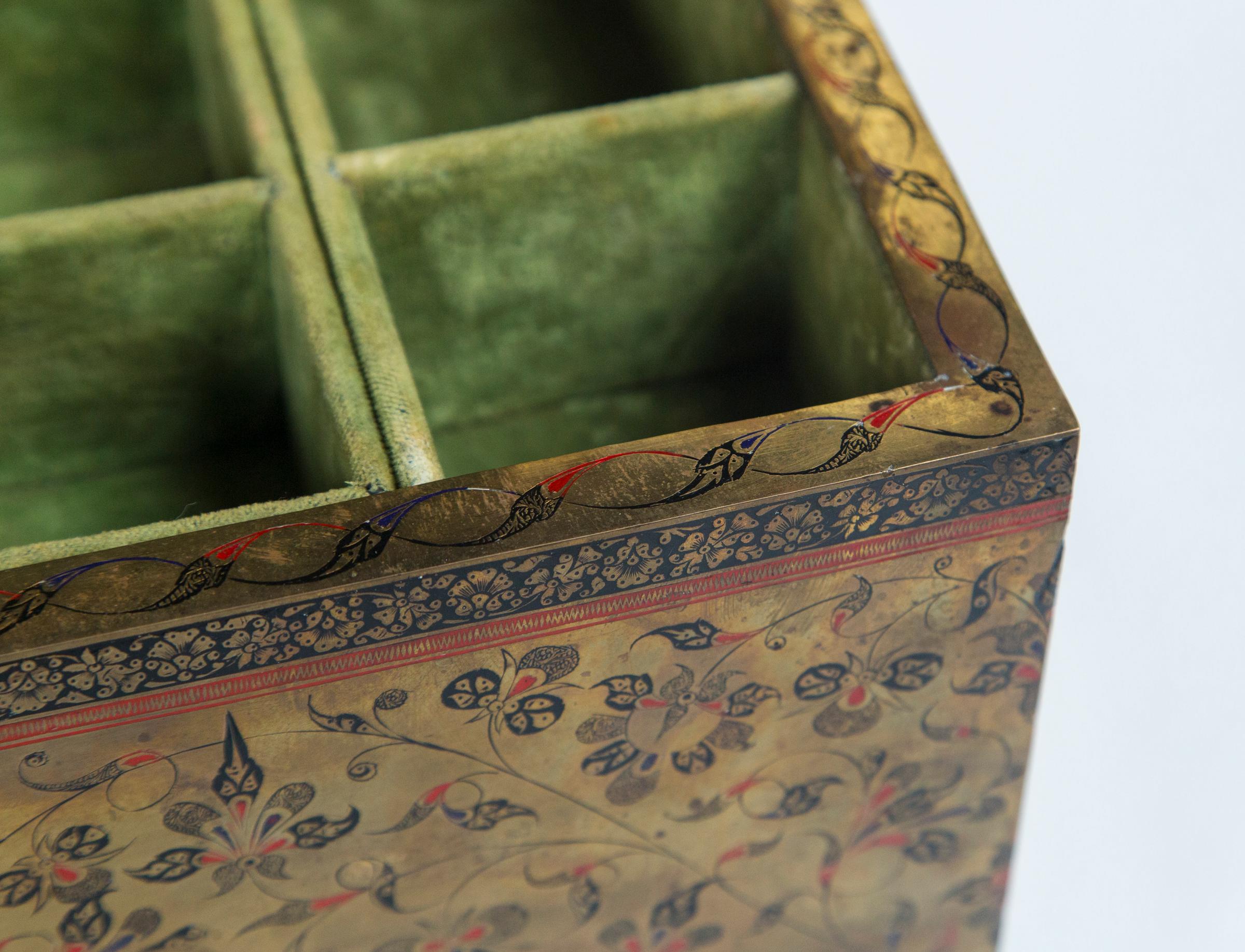 19th Century Indian Brass Covered Jewelry Box For Sale