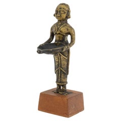 Indian Brass Deeplakshmi Figural Oil Lamp