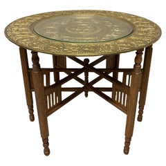 Used Indian Brass Folding Occasional Table