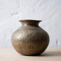 Lota indienne en laiton avec incrustation de cuivre, c.1880