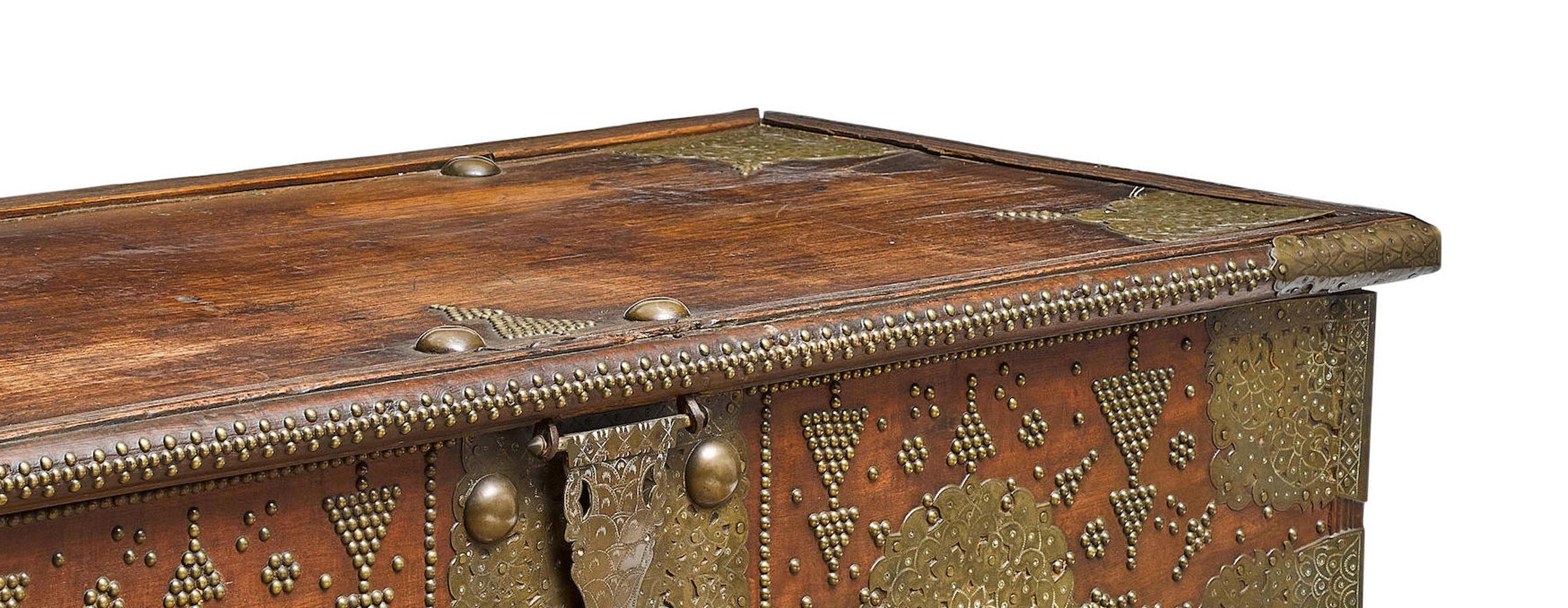 Indian Brass Mounted Stained Hardwood Box, India, Circa 1850 For Sale 3
