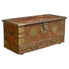 Indian Brass Mounted Stained Hardwood Box, India, Circa 1850