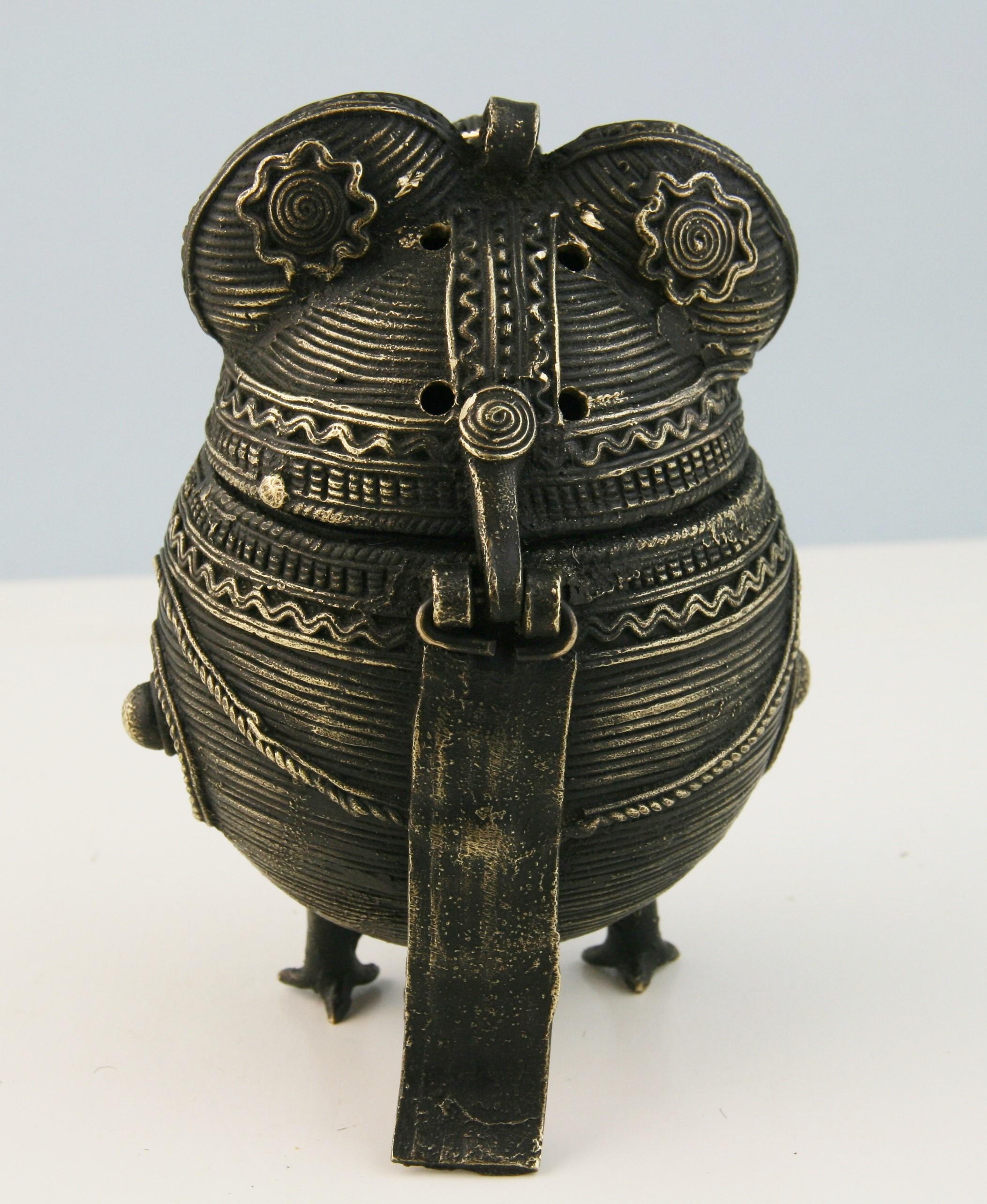 Mid-20th Century Indian Brass Owl Incense Burner / Lidded Box