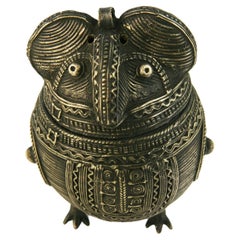 Vintage Indian Brass Owl Incense Burner / Lidded Box