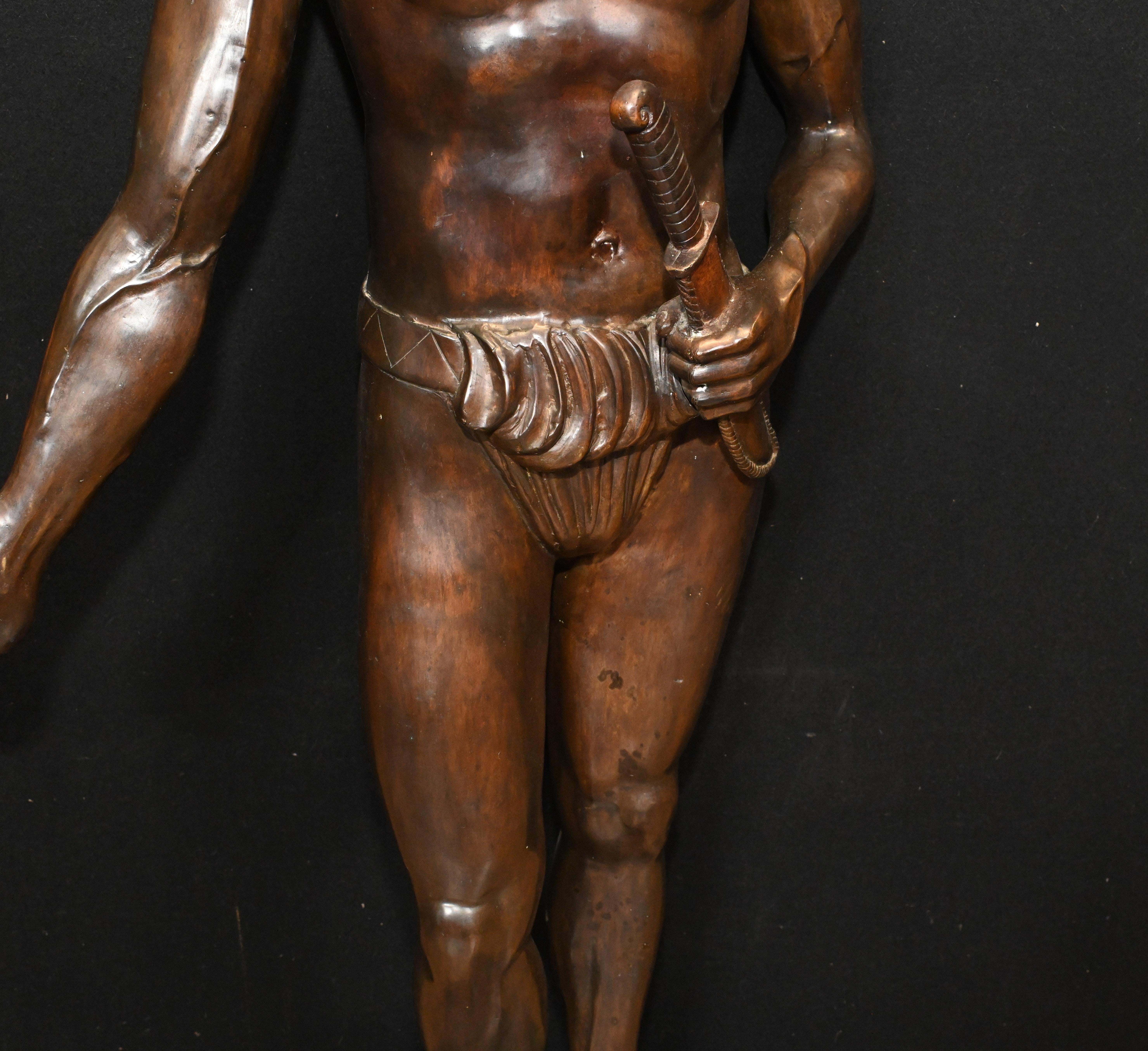 Indian Brave Bronze Statue Frederic Remington 3/4 Lifesize Native American Casti For Sale 5