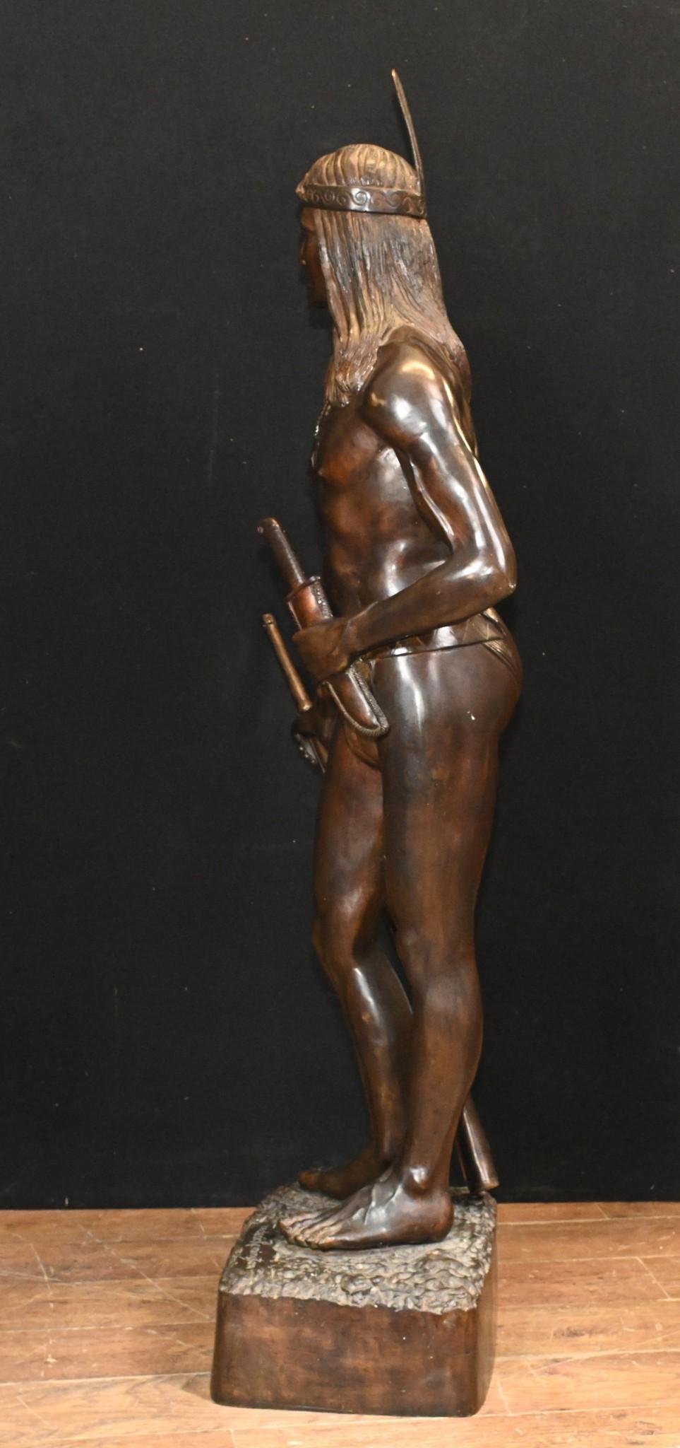 Indian Brave Bronze Statue Frederic Remington 3/4 Lifesize Native American Casti 8