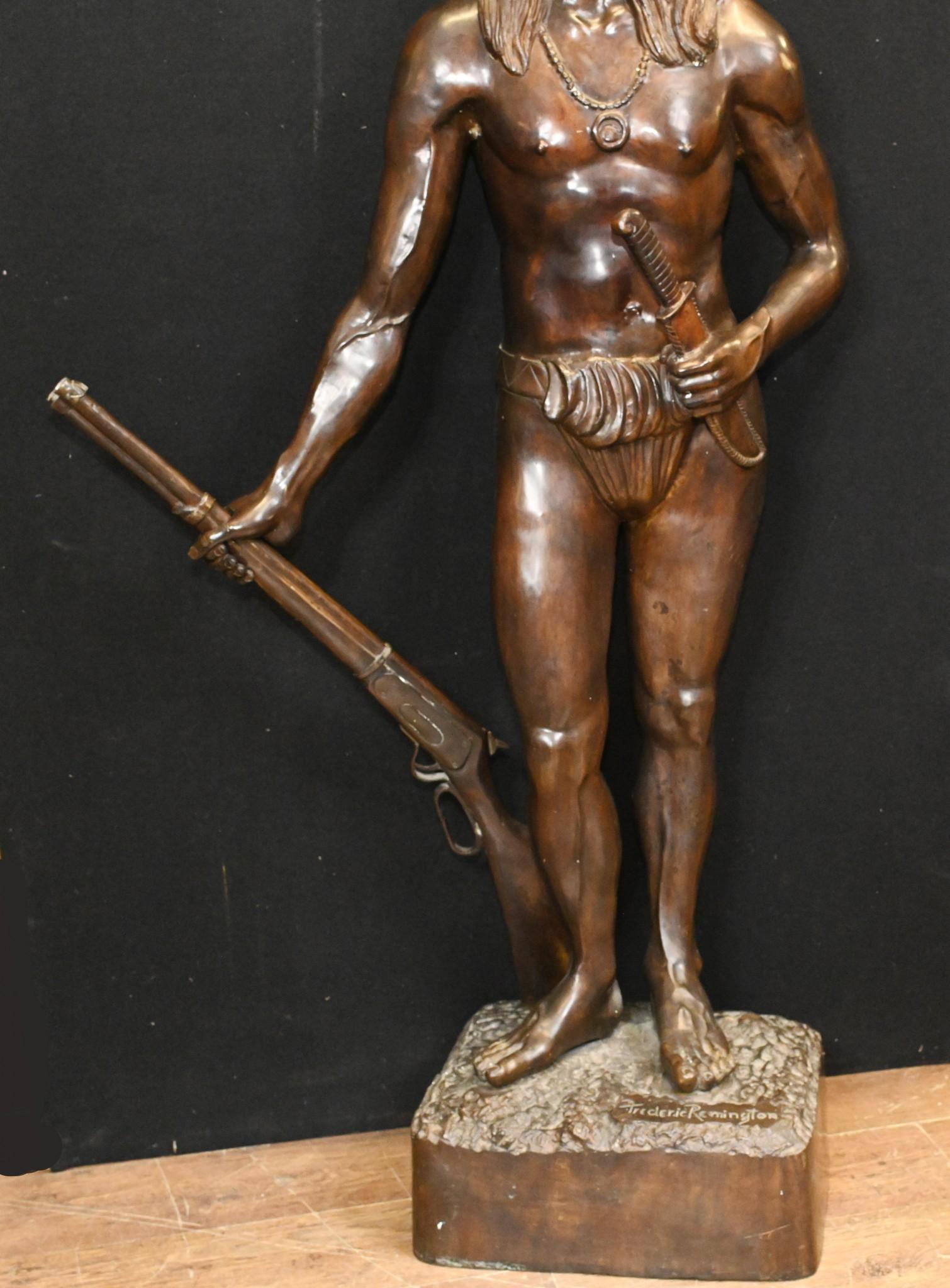 Indian Brave Bronze Statue Frederic Remington 3/4 Lifesize Native American Casti 9