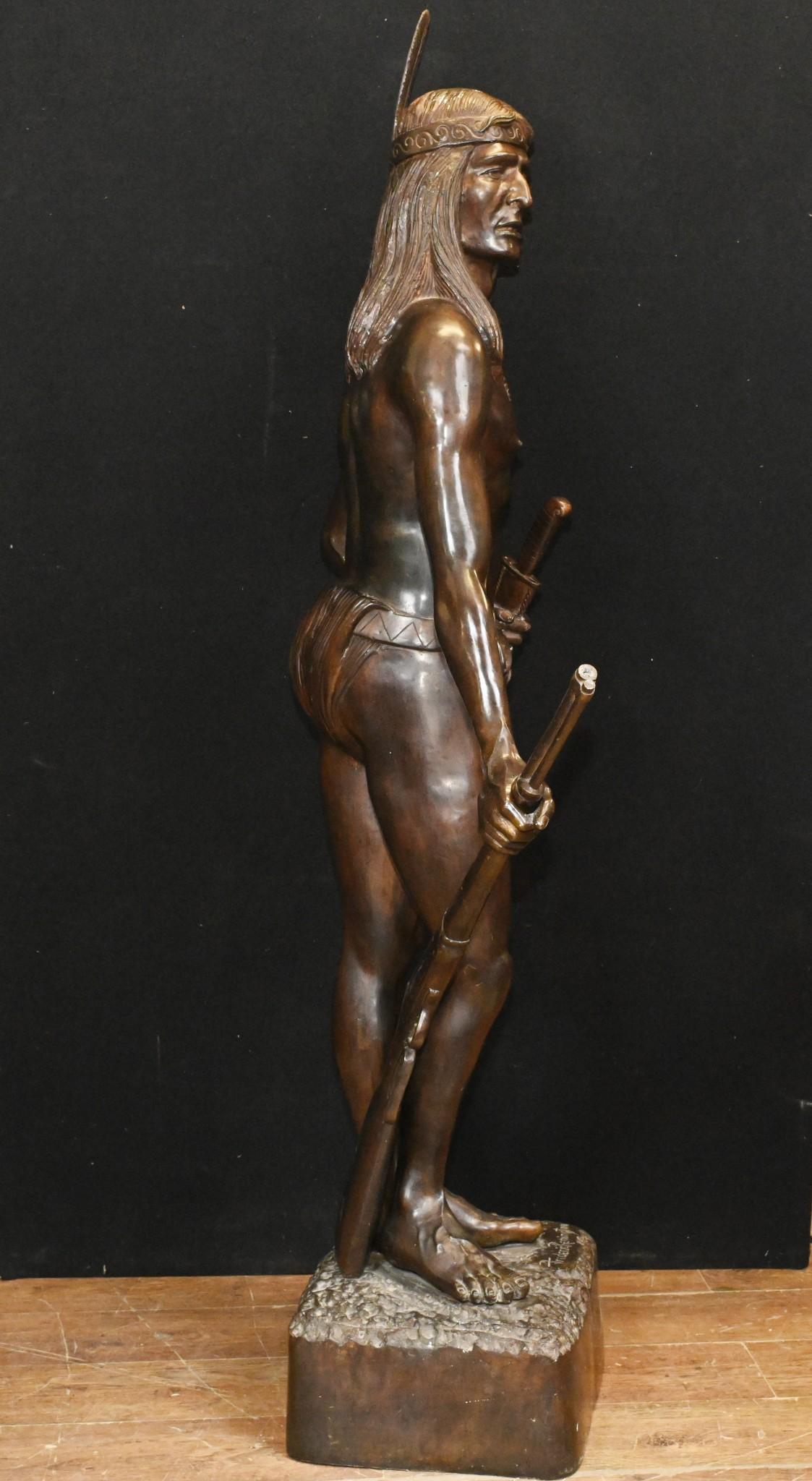 Indian Brave Bronze Statue Frederic Remington 3/4 Lifesize Native American Casti 16