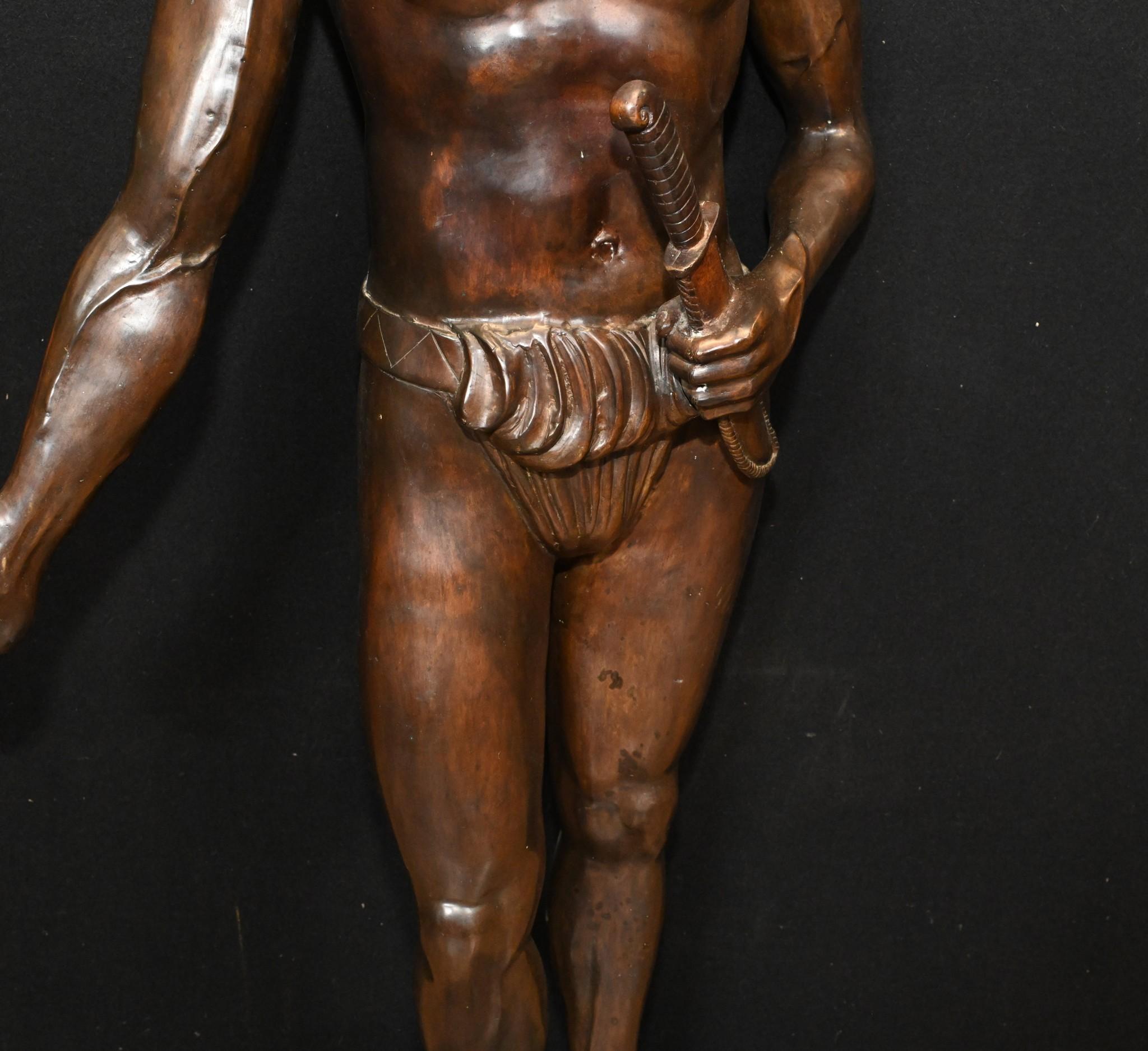 Indian Brave Bronze Statue Frederic Remington 3/4 Lifesize Native American Casti In Good Condition In Potters Bar, GB
