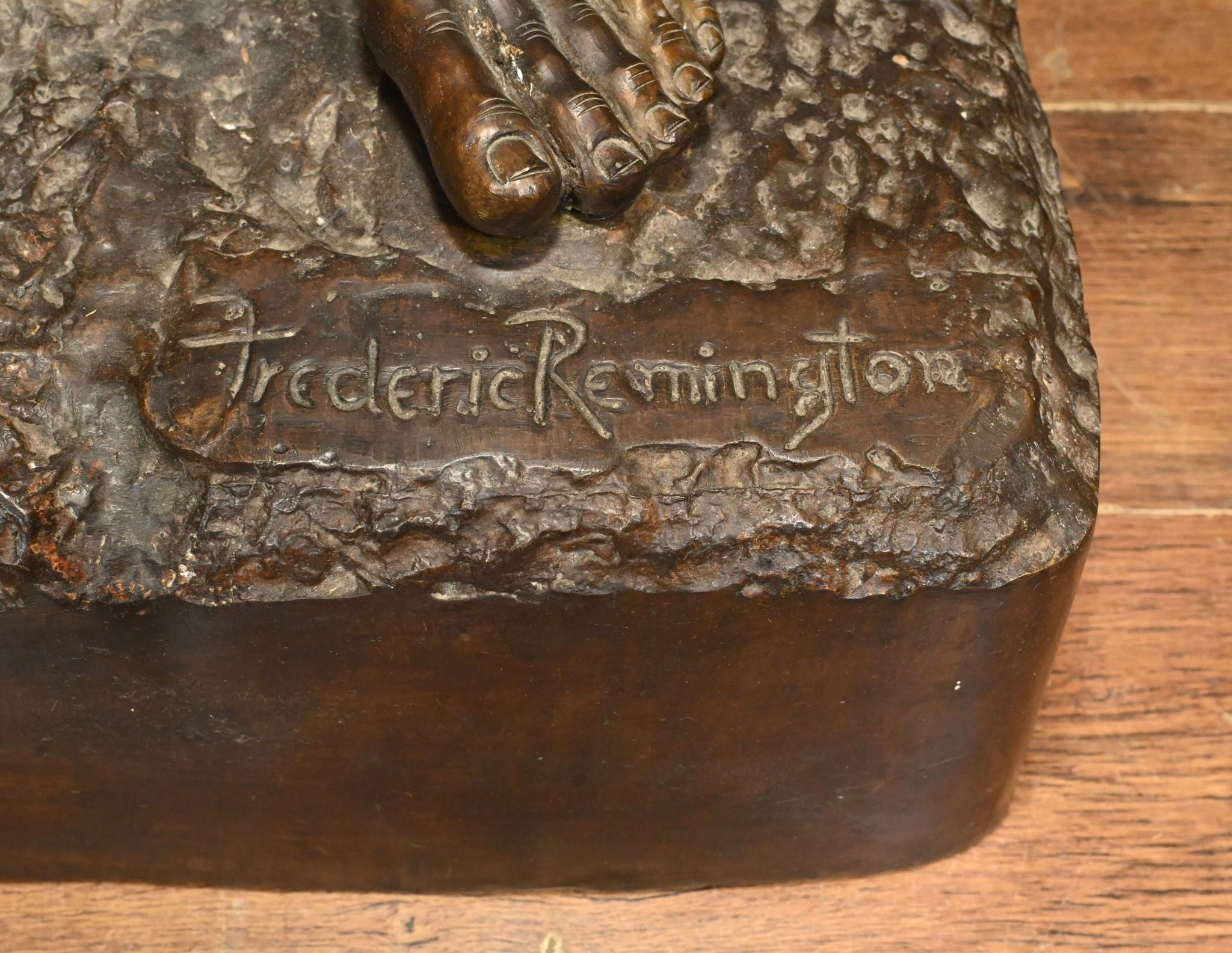 Indian Brave Bronze Statue Frederic Remington 3/4 Lifesize Native American Casti 1