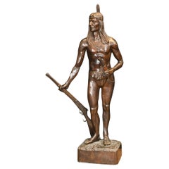 Indian Brave Bronze Statue Frederic Remington 3/4 Lifesize Native American Casti