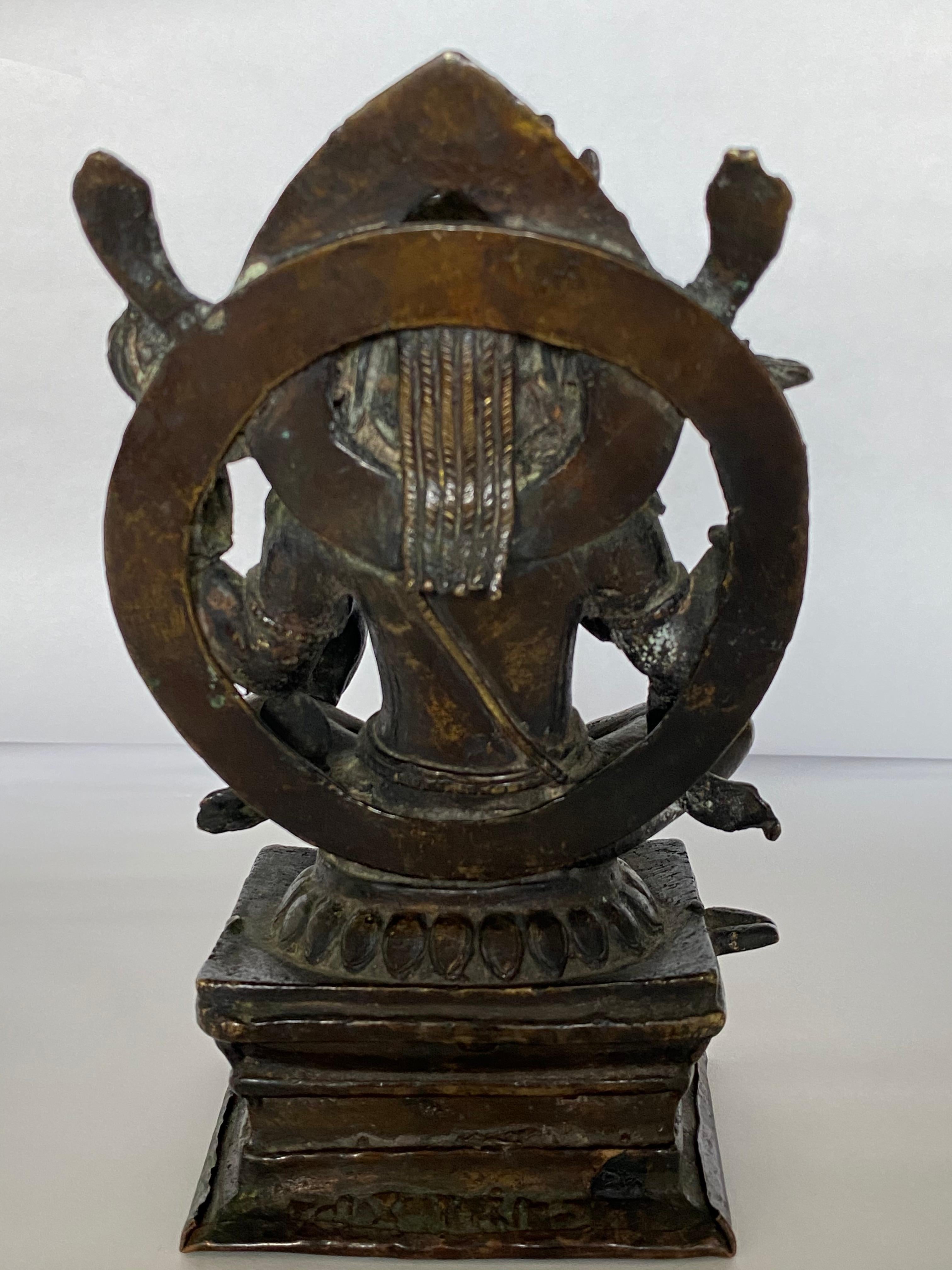 Cast Indian Bronze Figure of Yoga Narasimha, 17th-18th Century For Sale