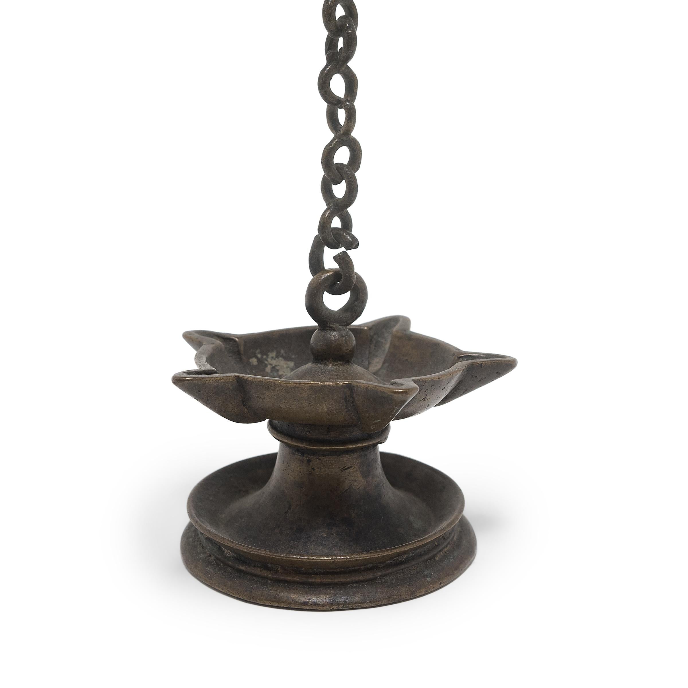 Bohemian Indian Bronze Oil Lamp, c. 1850 For Sale