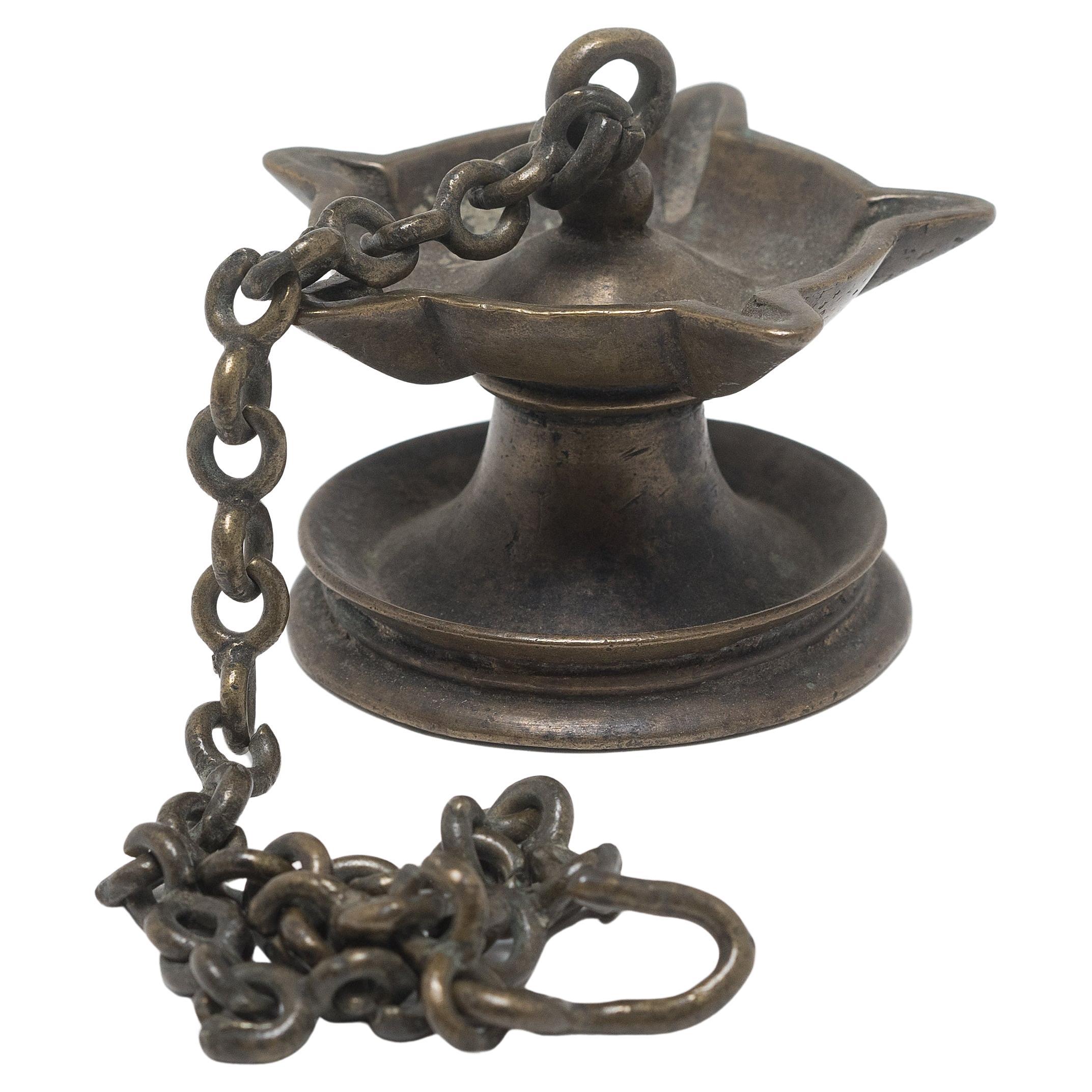 Indian Bronze Oil Lamp, c. 1850 For Sale