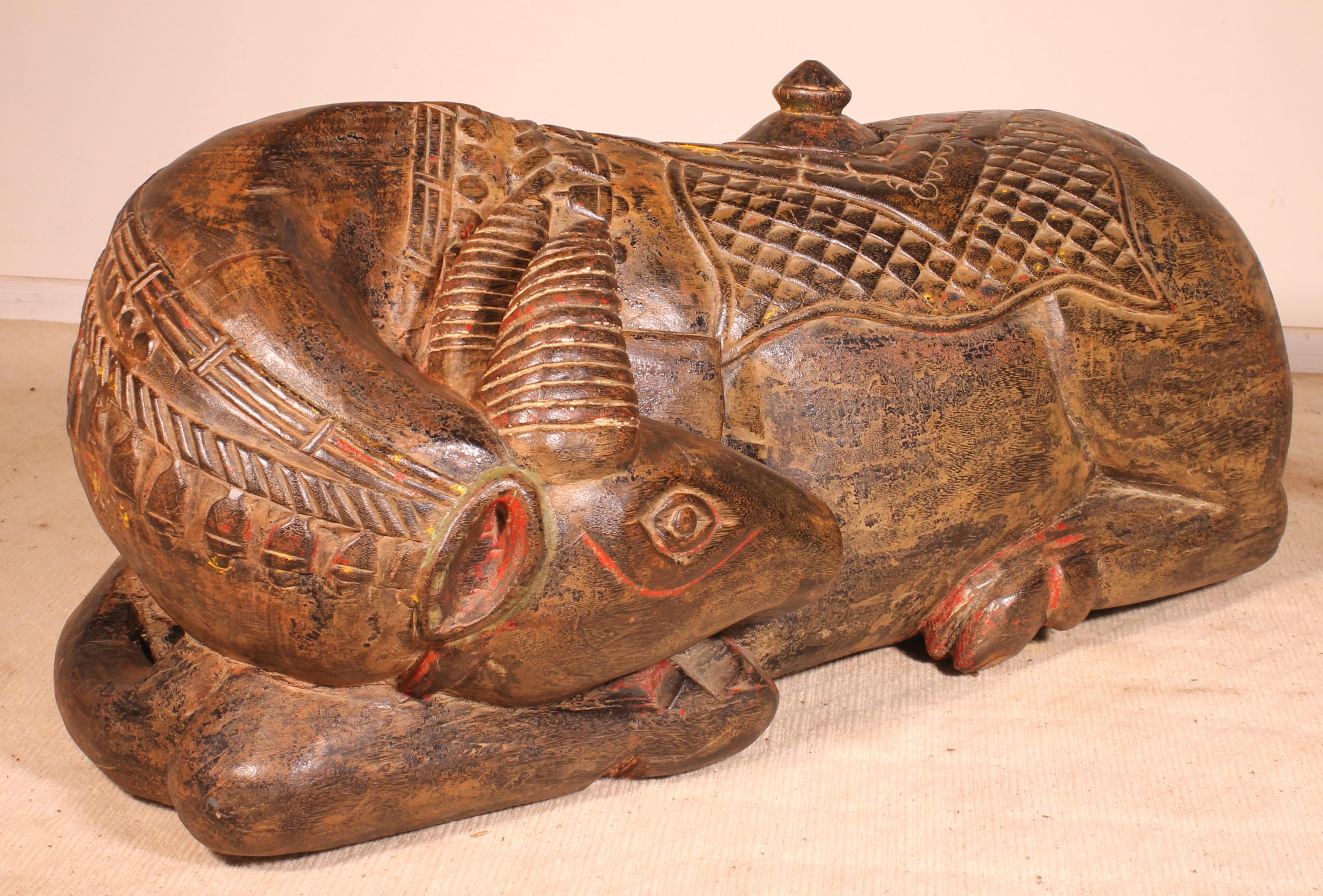 Indian Buffalo in Wood of the 19th Century For Sale 4