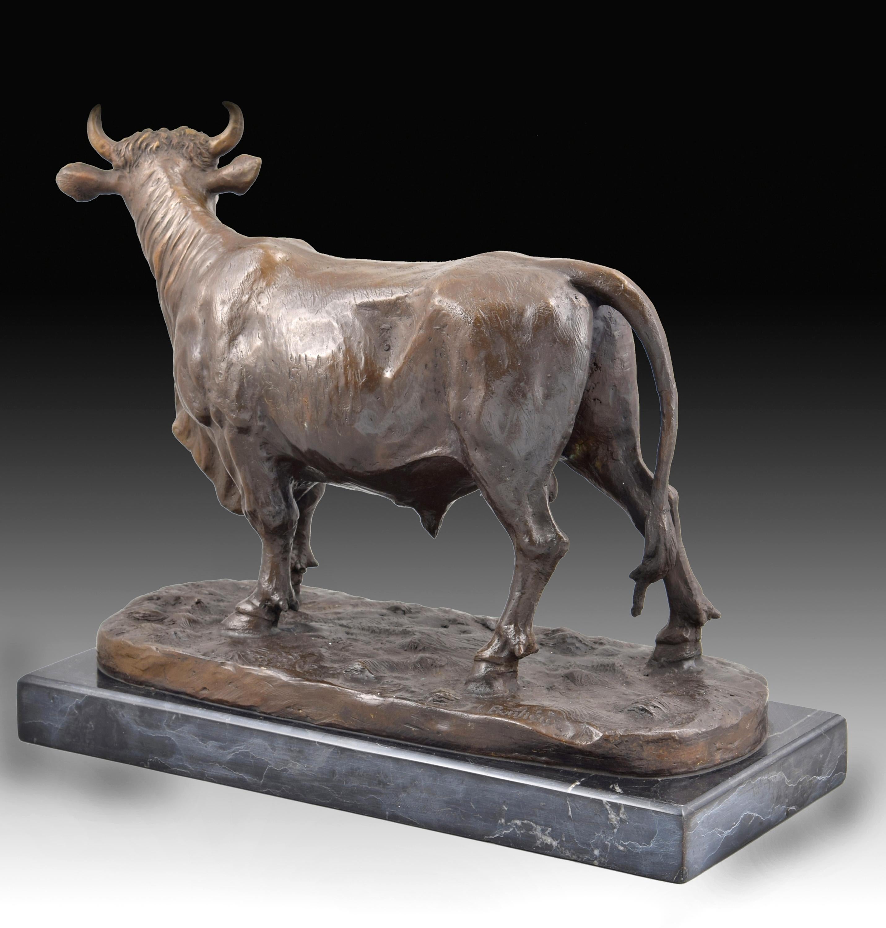 Autre Indian Bull. Bronze, Marbre. en vente