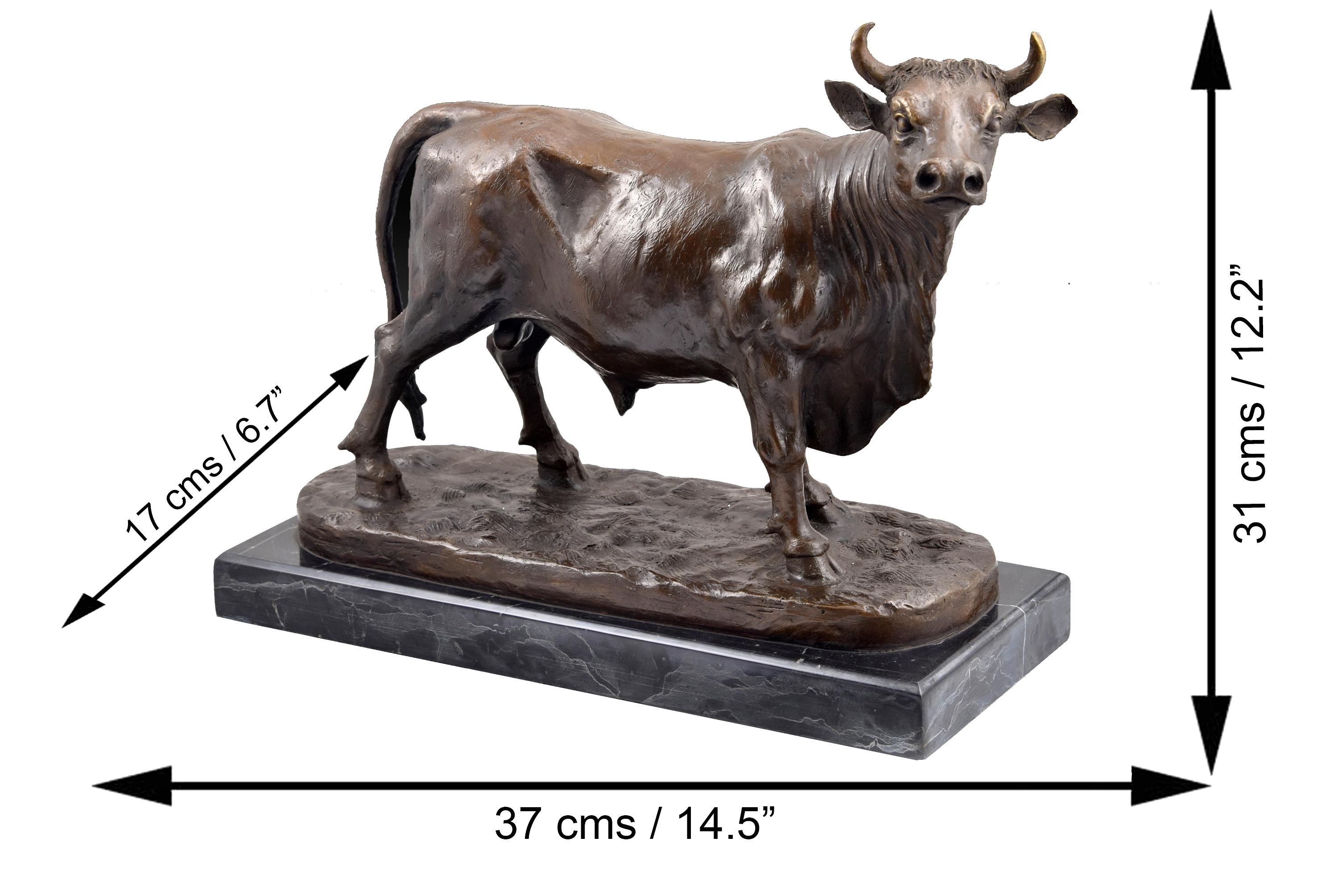 Indian Bull. Bronze, Marble. For Sale 2