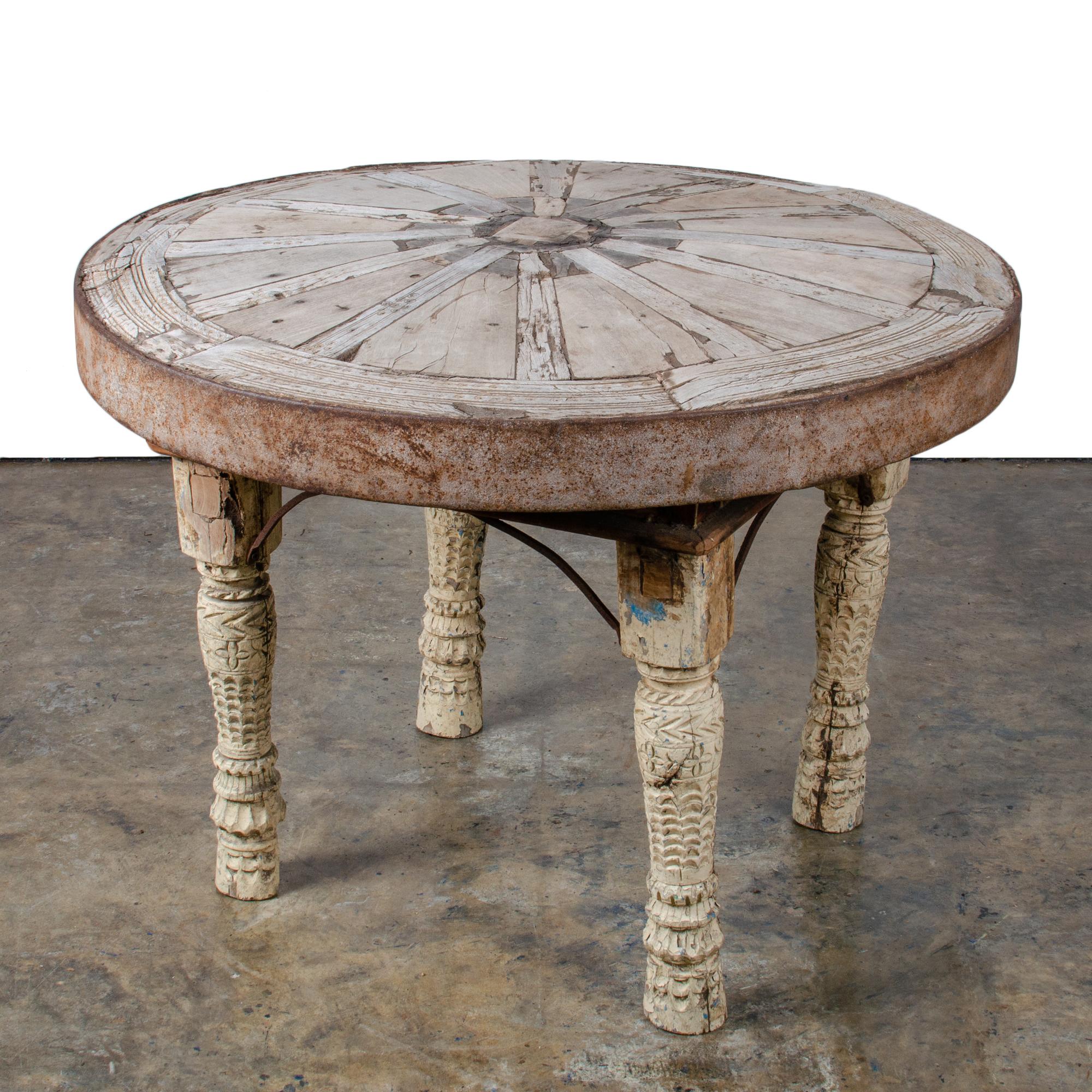 Anglo-Indian Indian Bullock Cart Wheel Table For Sale
