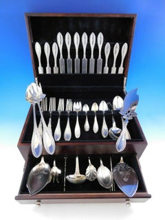 Indian by Whiting Sterling Silver Flatware Set Service 66 Pieces Dinner Early