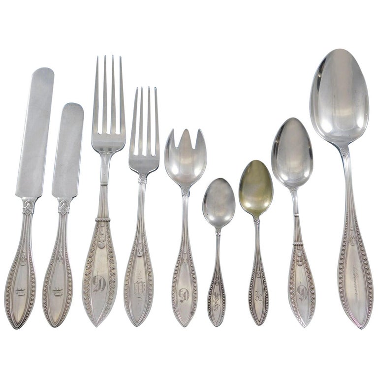 Indian by Whiting Sterling Silver Flatware Set Service 66 Pieces Dinner