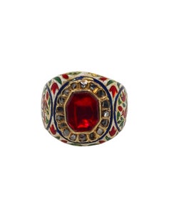 Indian c1890s Enamel & Spinel Ring