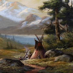 Original Ölgemälde „Indianer Camp“ von Heinie Hartwig, Indian Camp