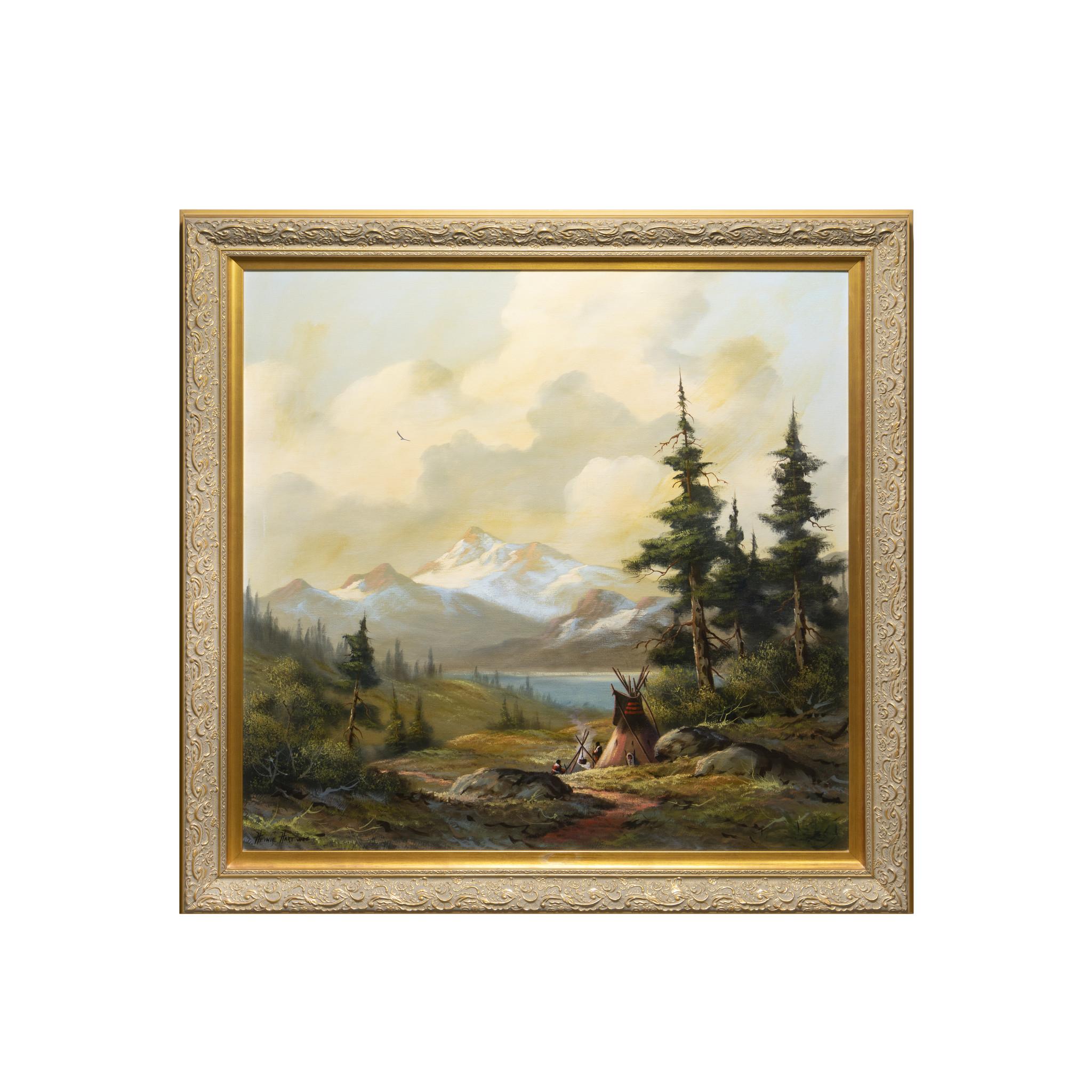 Americano Campo Indiano Pittura ad olio originale di Heinie Hartwig in vendita