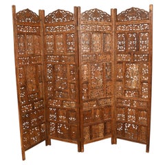 Indian Carved Hardwood Room Screen Mughal Revival Anglo-Indian Style