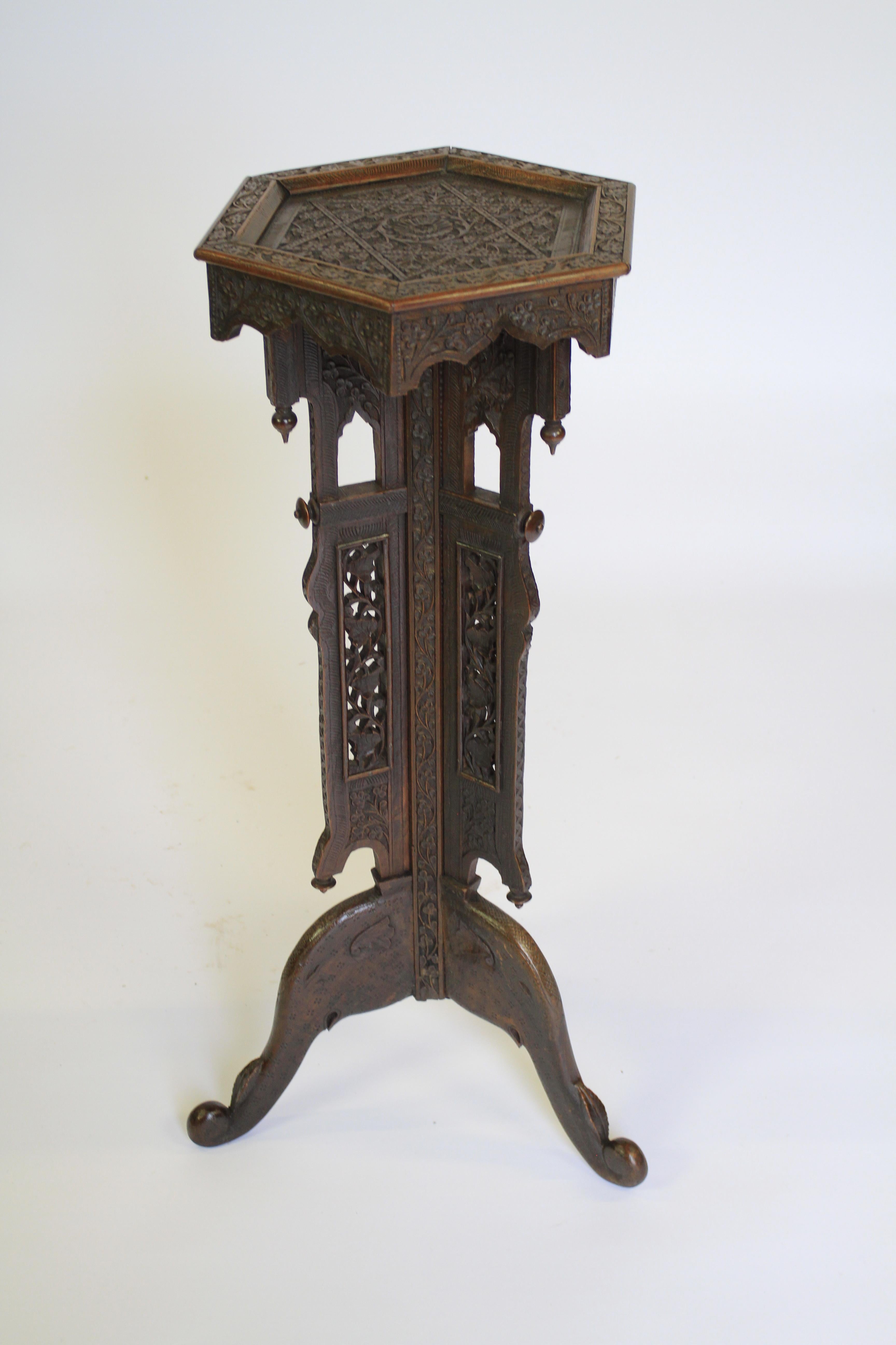 Anglo-Indian Indian Carved Lamp Table circa 1930s For Sale