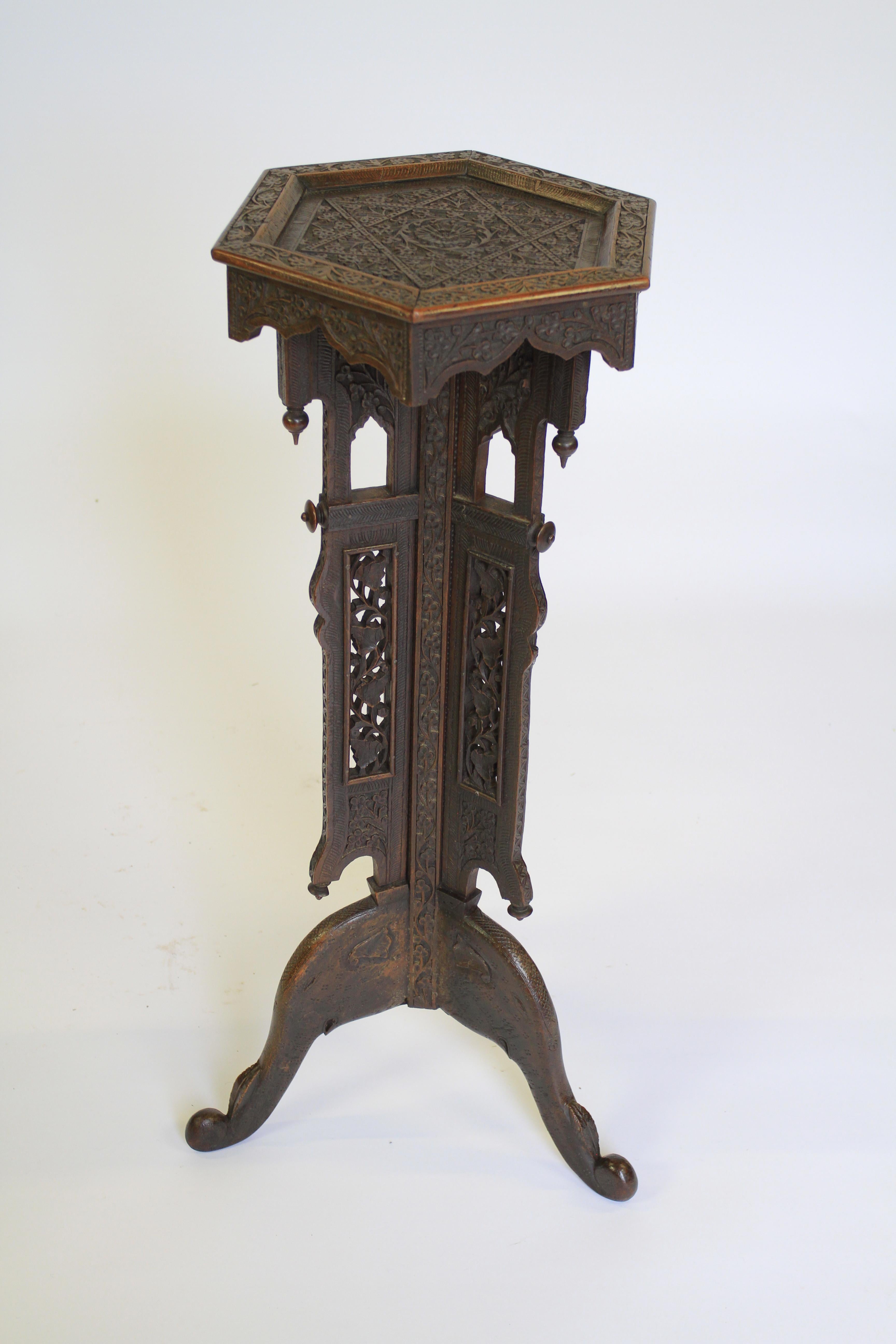 Unknown Indian Carved Lamp Table circa 1930s For Sale