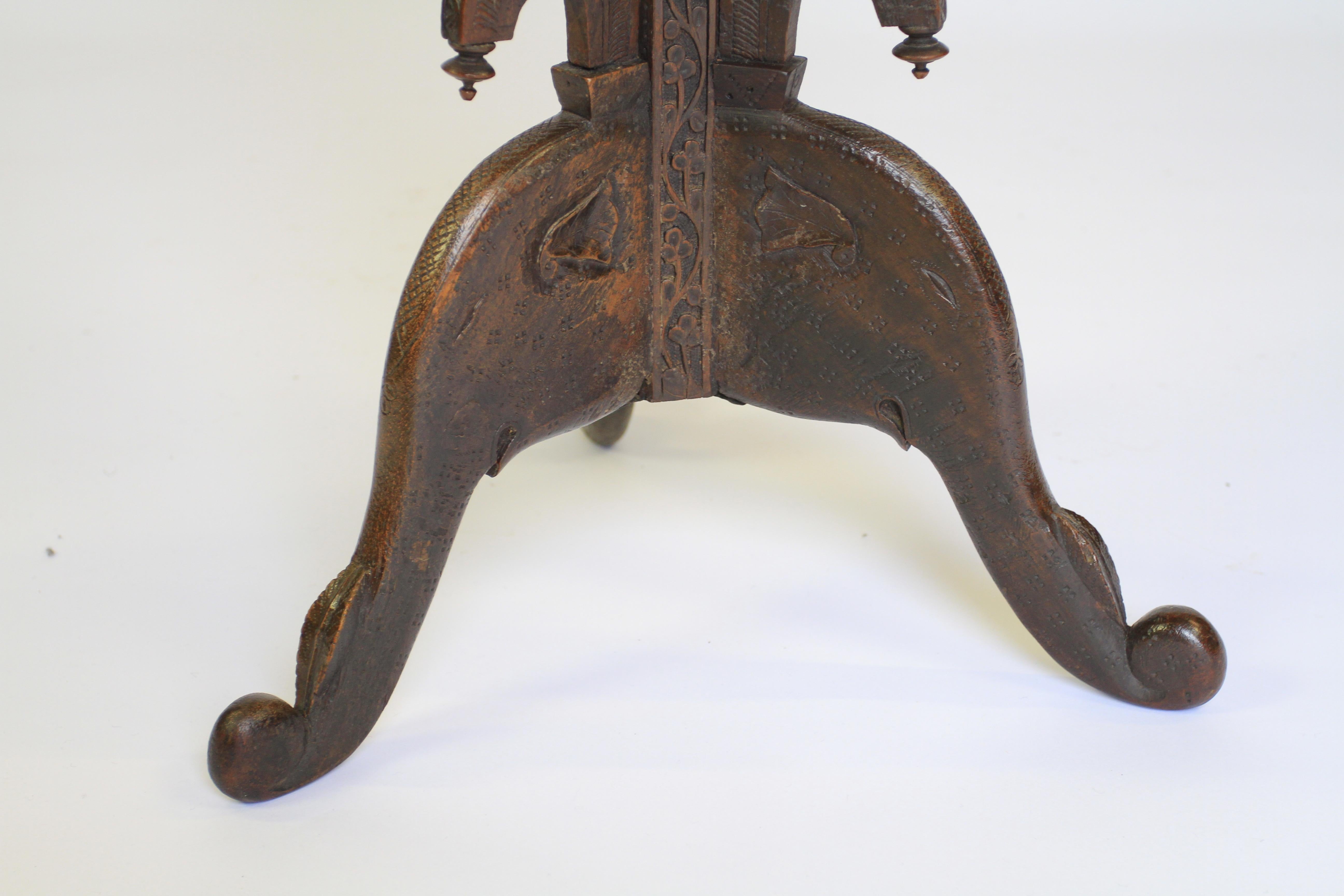 Mid-20th Century Indian Carved Lamp Table circa 1930s For Sale