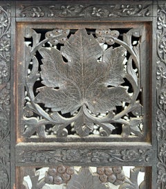 Anglo-Indian Carved, Pierced Inlaid Folding Campaign Tables, Pair