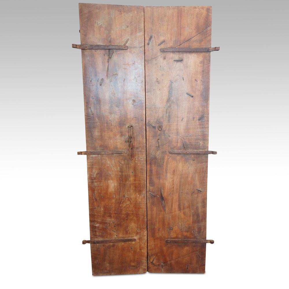 Indian Carved Teak Doors with Original Paint 3