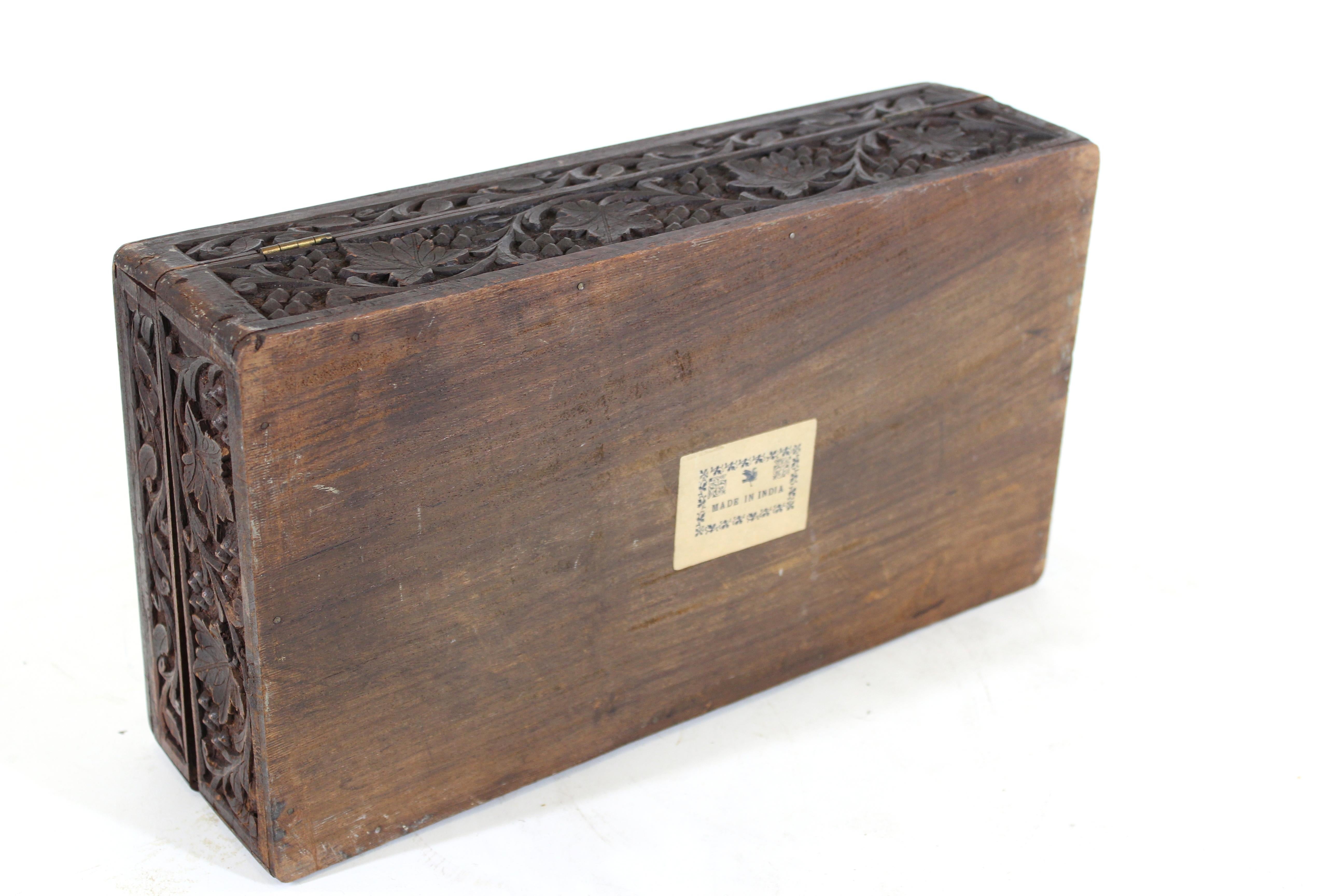 Indian Carved Wood Humidor Box For Sale 4