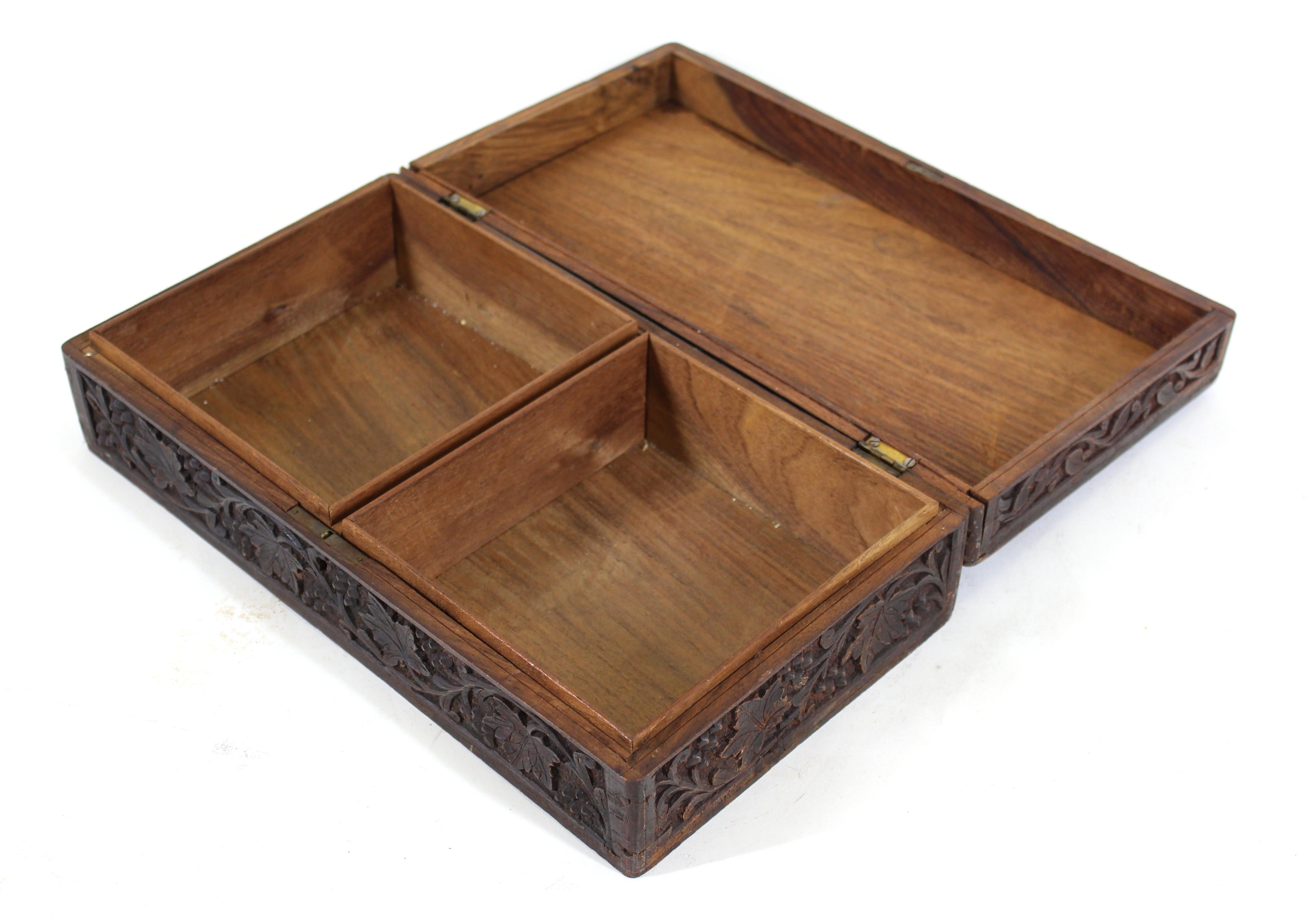Indian Carved Wood Humidor Box For Sale 1