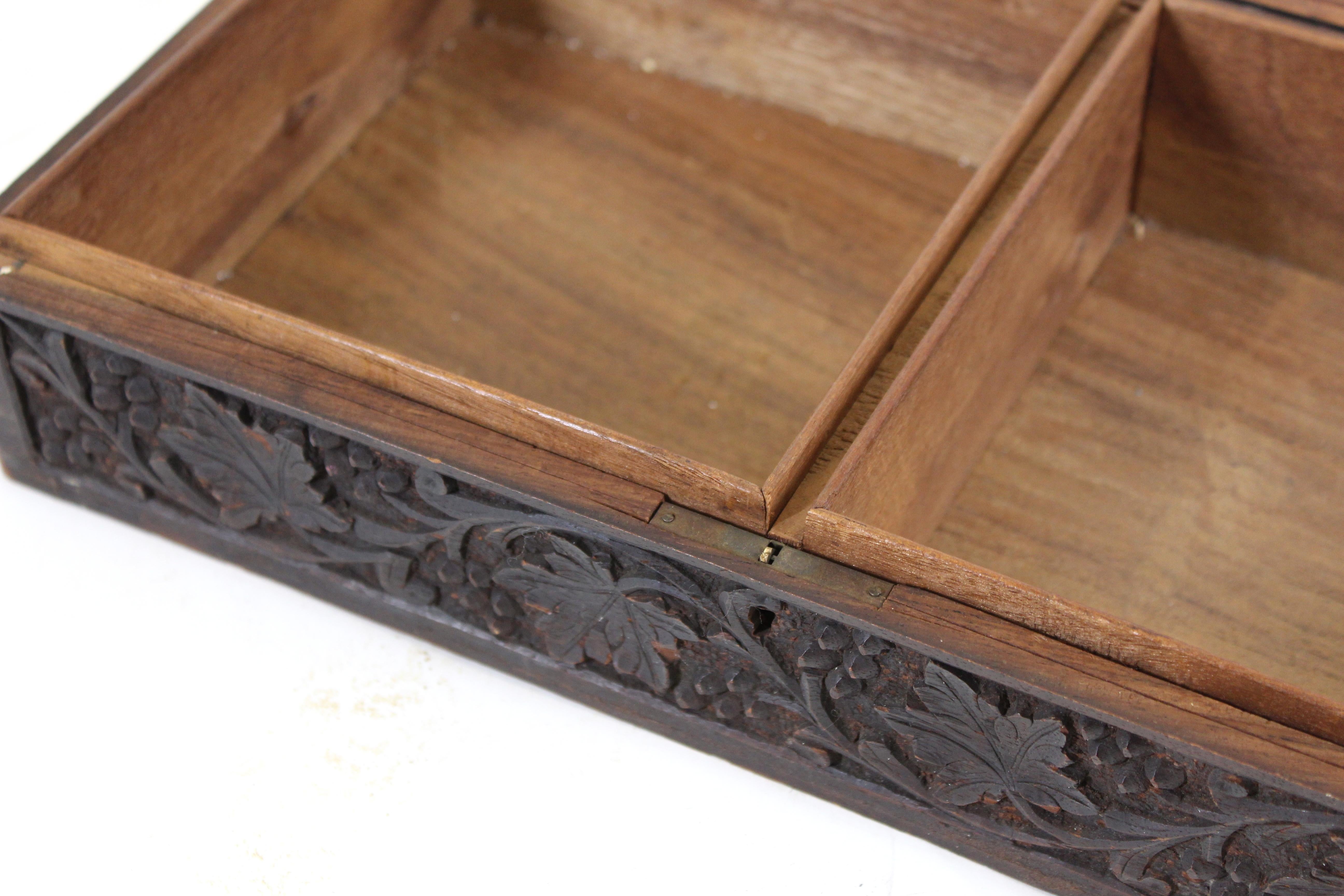 Indian Carved Wood Humidor Box 1