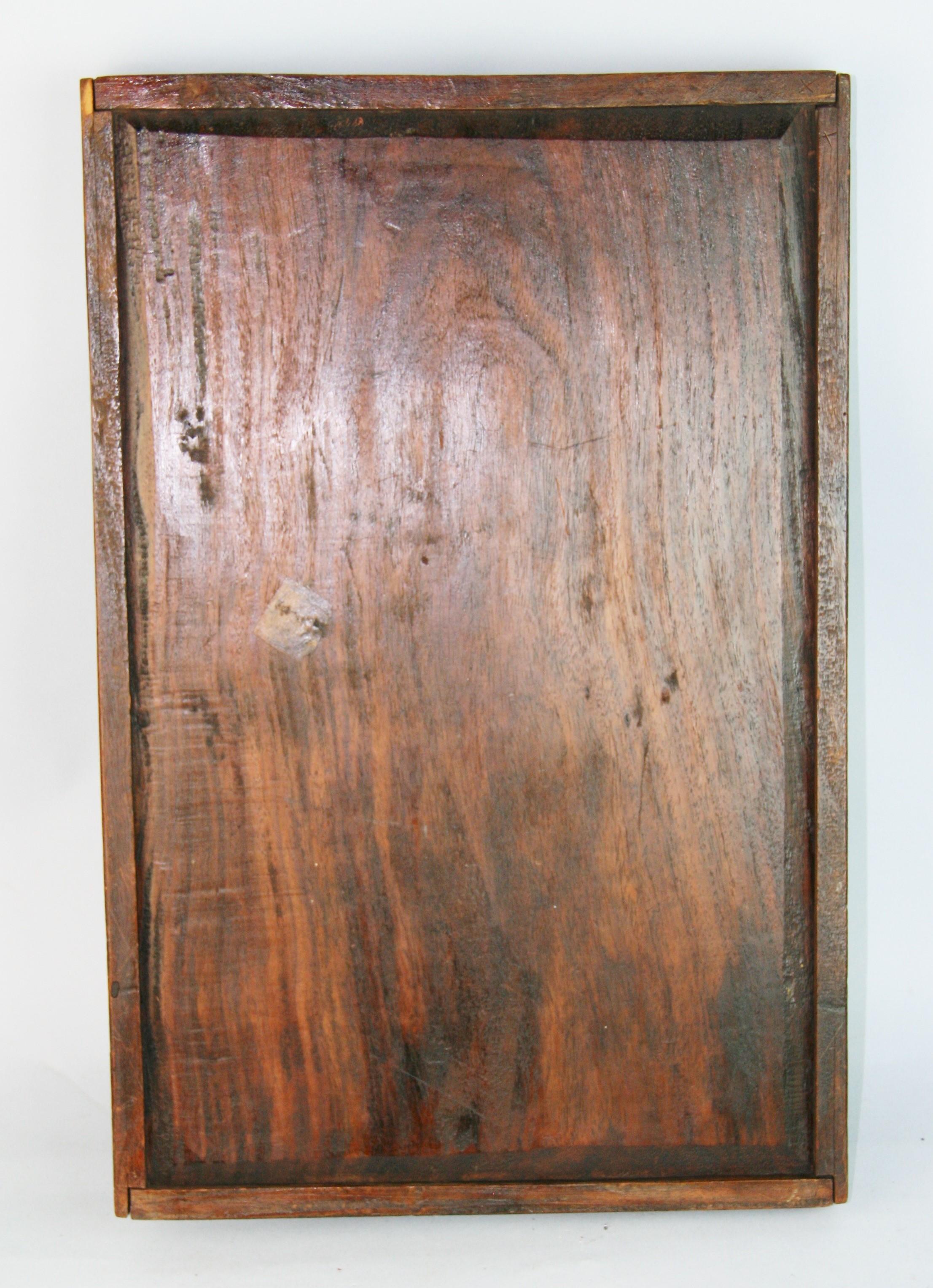 Indian Carved Wood Serving Tray 1960's 3