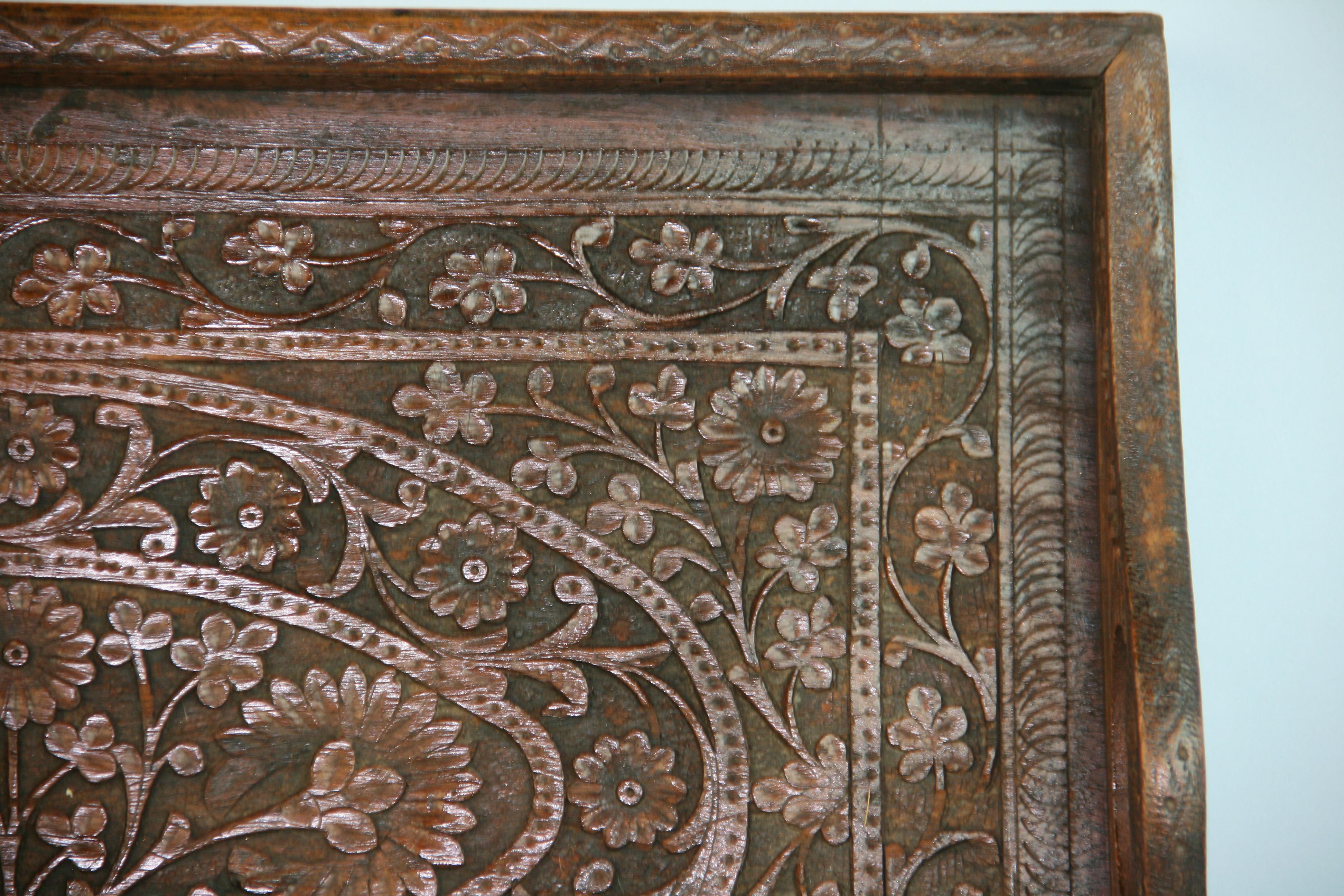 carved wood tray