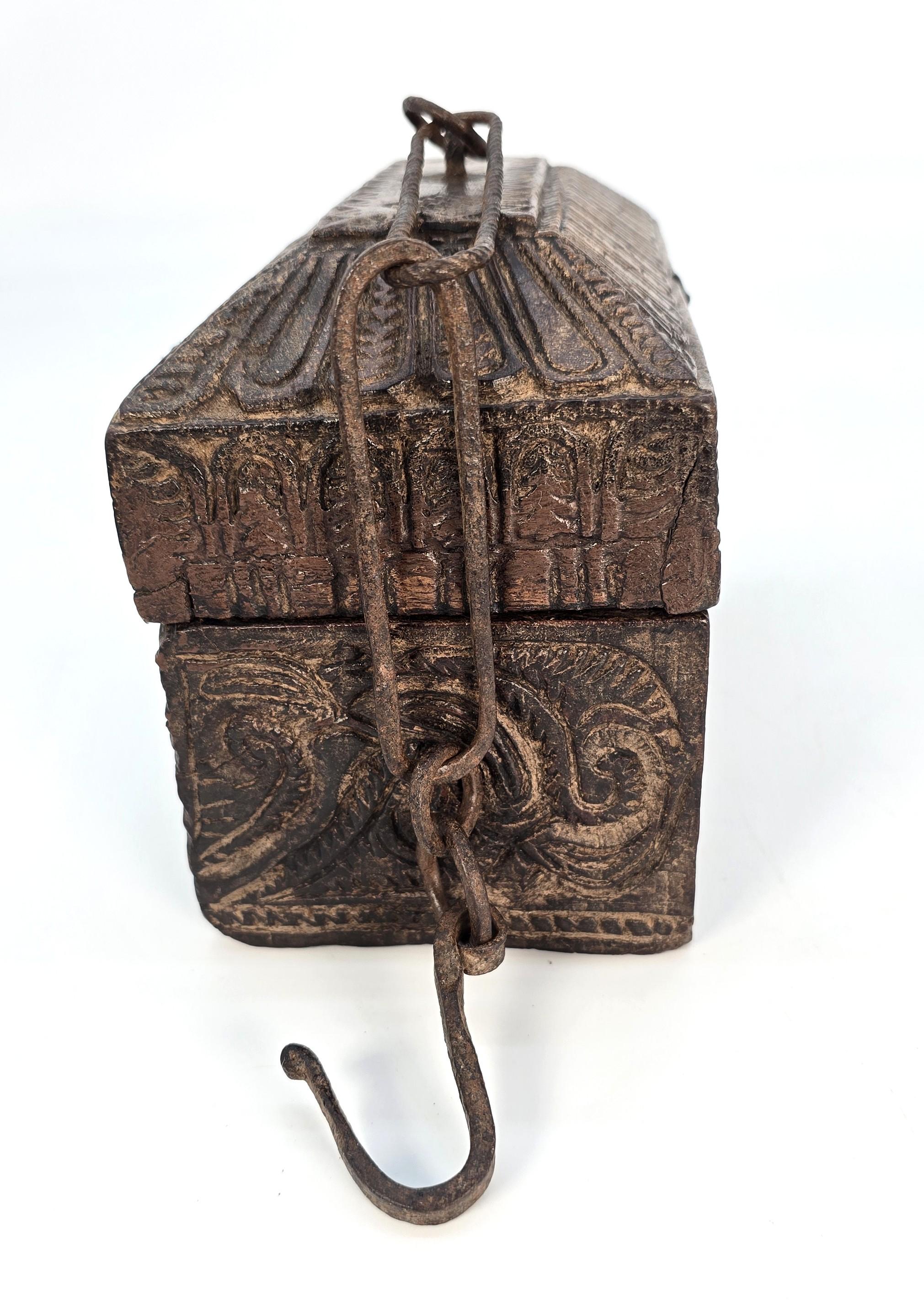 17th Century Indian carved wood spice box, late 17th century, circa 1790 For Sale