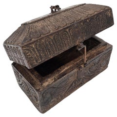 Indian carved wood spice box, late 17th century, circa 1790