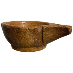 Indian Carved Yellow Sandstone Yoni Bowl, 19th Century or Earlier