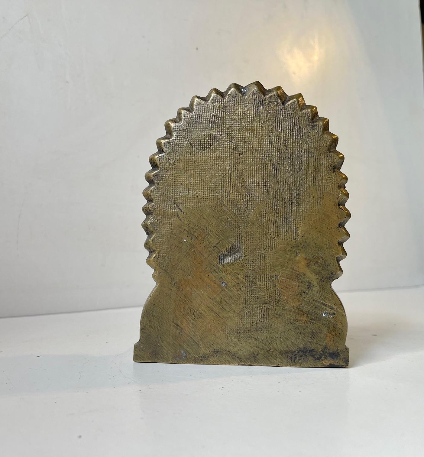 Sculpture de bureau indienne de chef ou serre-livres en bronze Bon état - En vente à Esbjerg, DK
